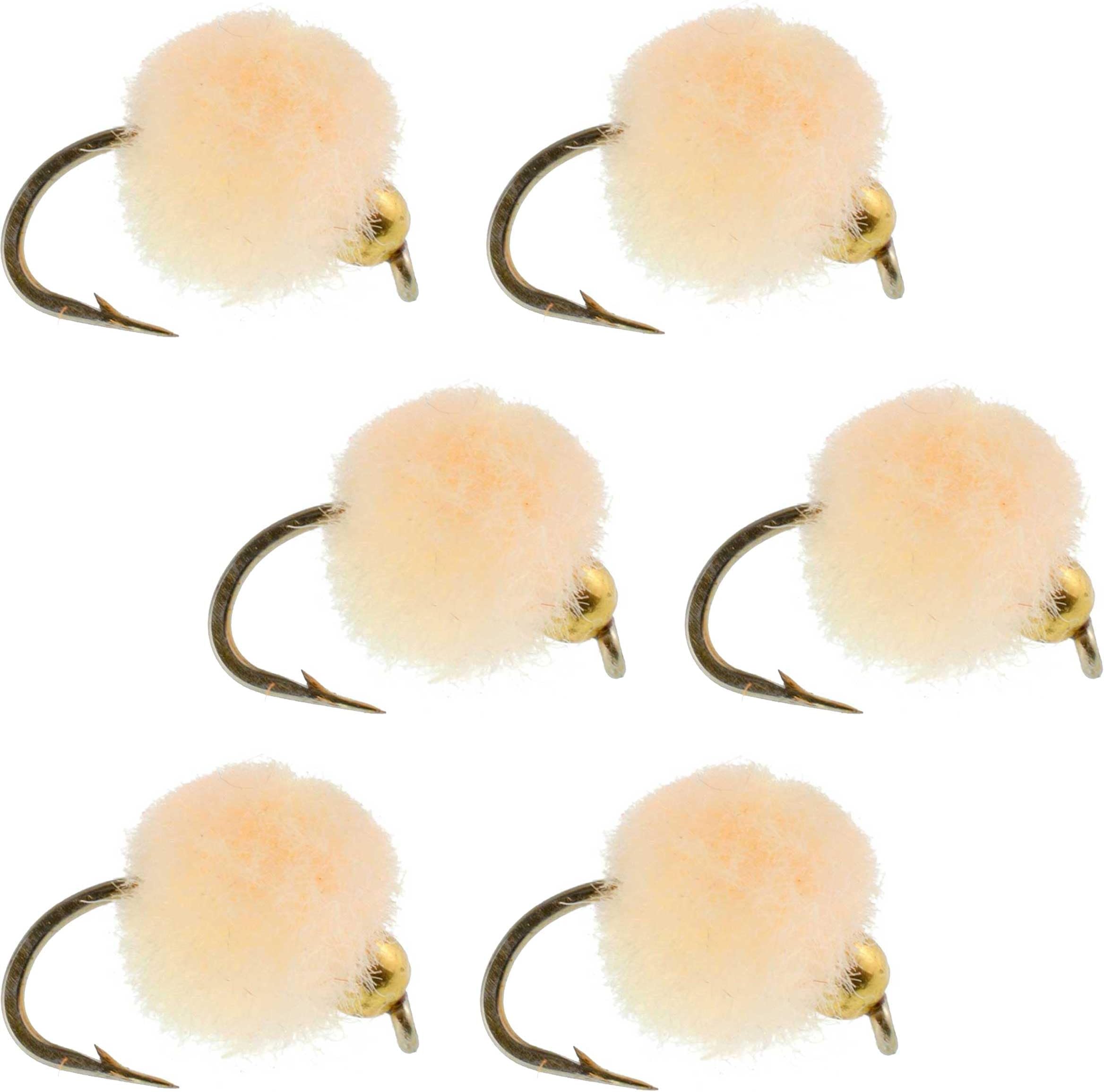Bead Head Oregon Cheese Glo Bug Egg - 6 Wet Nymph Fly Fishing Flies - Hook Size 16