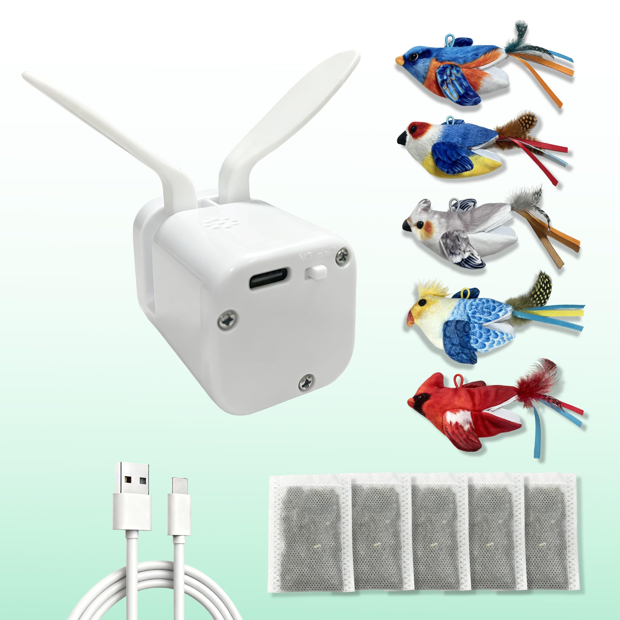 Jouet interactif pour chat d'intérieur – Jouet pour chat d'intérieur – Jouet pour chat – Activé par le toucher – Jouet rechargeable pour toutes les races – Avec 5 housses d'oiseaux et