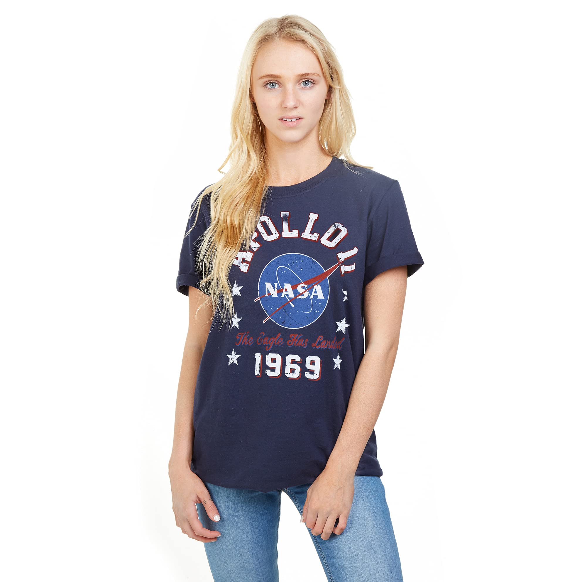 Nasa Ladies 1969 Fashion T-Shirt, Navy Blue, Medium