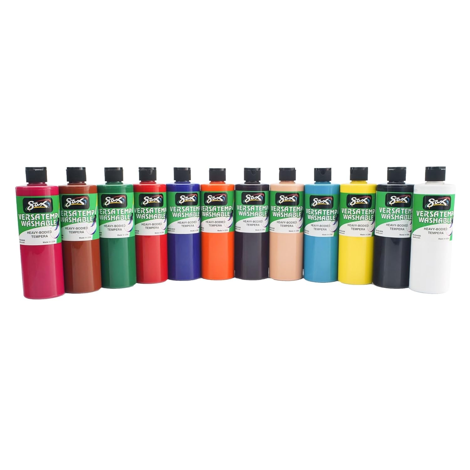 Sax Washable Versatemp Heavy Bodied Tempera Paints, Assorted Colors, 12 Pints