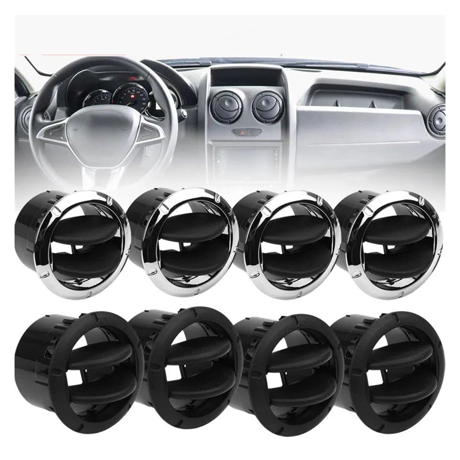 Bocchette Aria Auto Per Vauxhall Per Opel Movano B 2010-On 4PCS Argento/Nero Copertura Della Griglia Di Ventilazione Dell'aria Condizionata Alette Regolabili(4pcs Black)