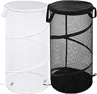 Vista 8 de BATTOO Cesta plegable grande para la ropa sucia con tapa, cesta plegable de malla desplegable con asas para lavandería, baño, habitación