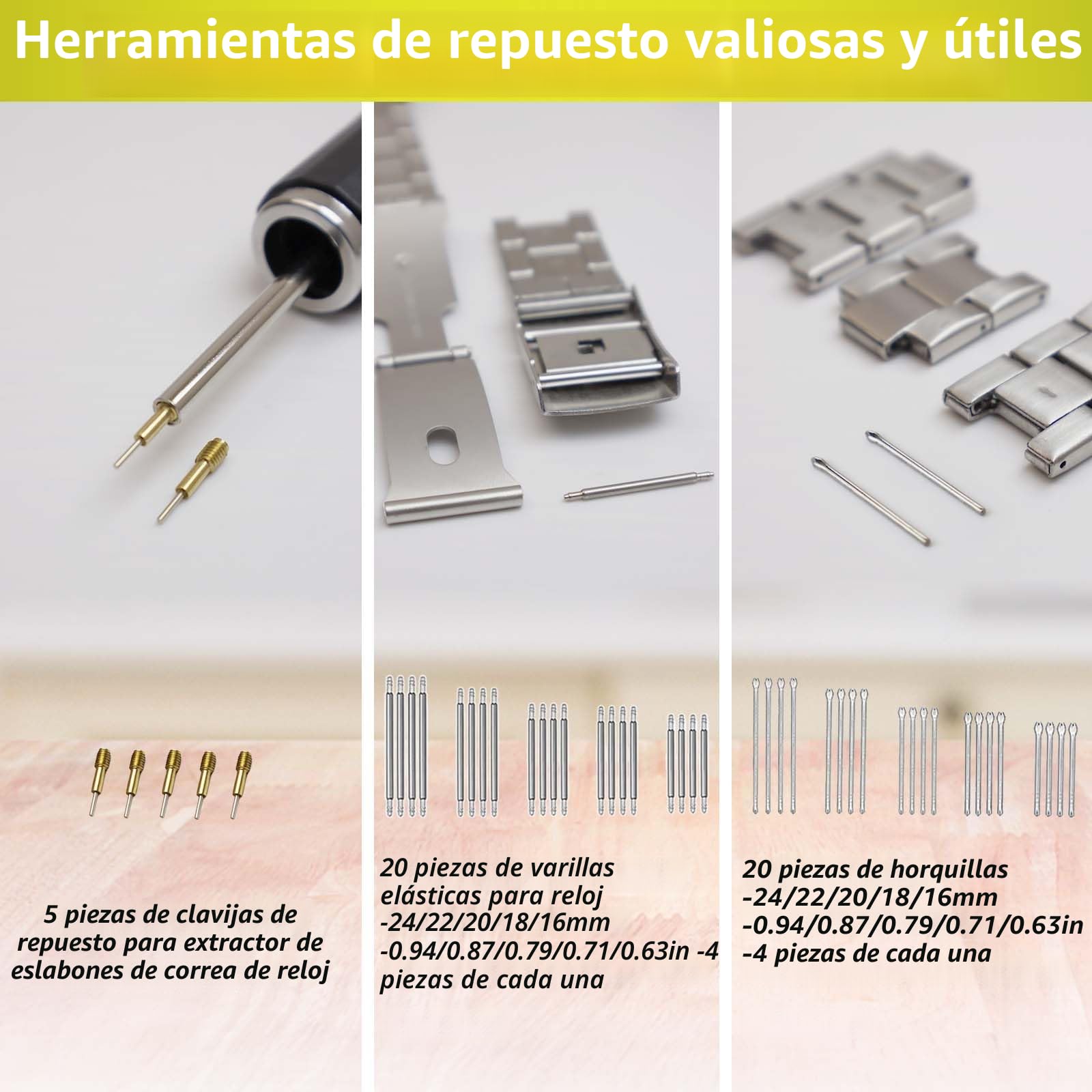 GLDCAPA Herramienta Correa Reloj, Ajuste de Correa, Reemplazo Pins, Martillo, Punzón