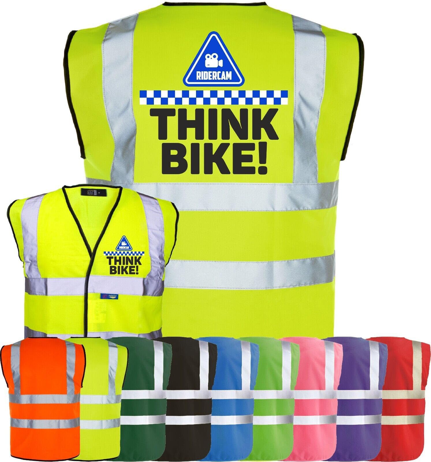 Corporate Togs THINK BIKE RIDERCAM Safety Waistcoat - MOTORBIKE BIKER High Visibility Safety Vest, Fastening and Fully EN471 | Personal Protective Equipment