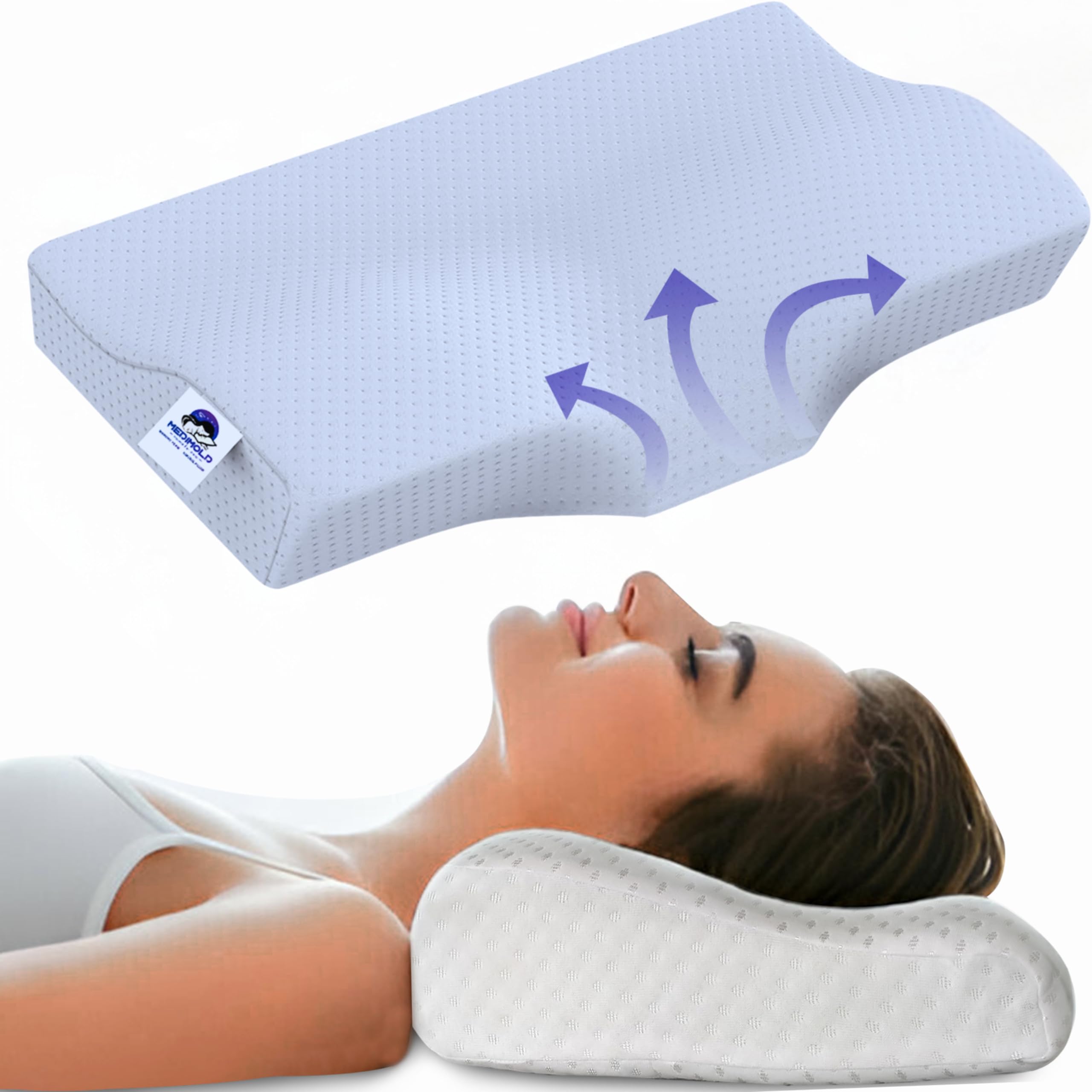 MEDIMOLD Memory Foam Pillow for Neck Pain | 1-Year Warranty | Cervical Pillow for Neck and Shoulder Pain | Orthopedic Contour Pillow (B0DCW4Q315) Amazon Price History, Amazon Price Tracker