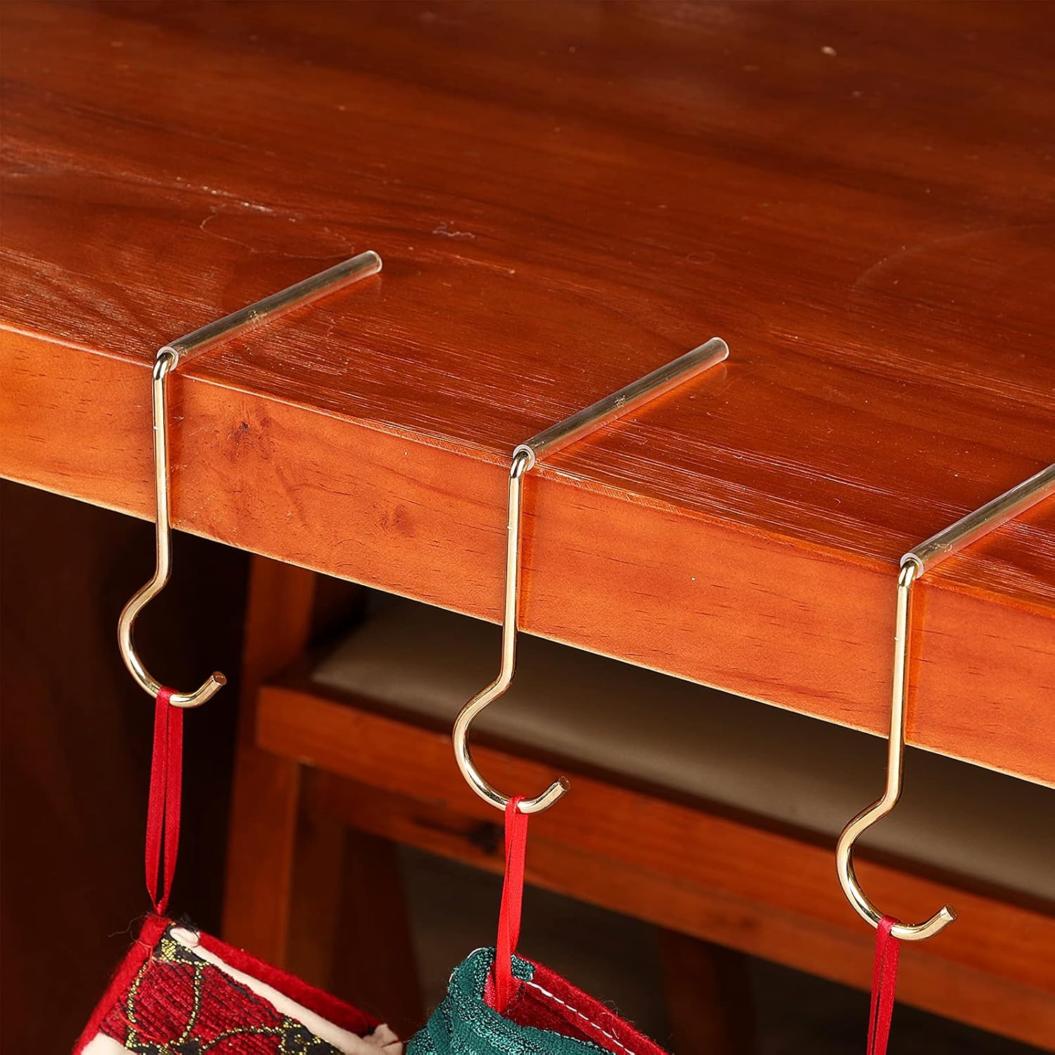 4 Pieces Christmas Stocking Holders Mantel Hooks Hanger Stocking NonSlip Safety