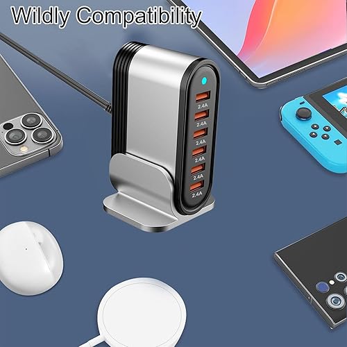 Miniatura 4 de Estación de carga USB de 6 puertos, cargador tipo A, cargador USB múltiple para iPhone 14131211Series, iPad ProAirMini, Galaxy, LG y más