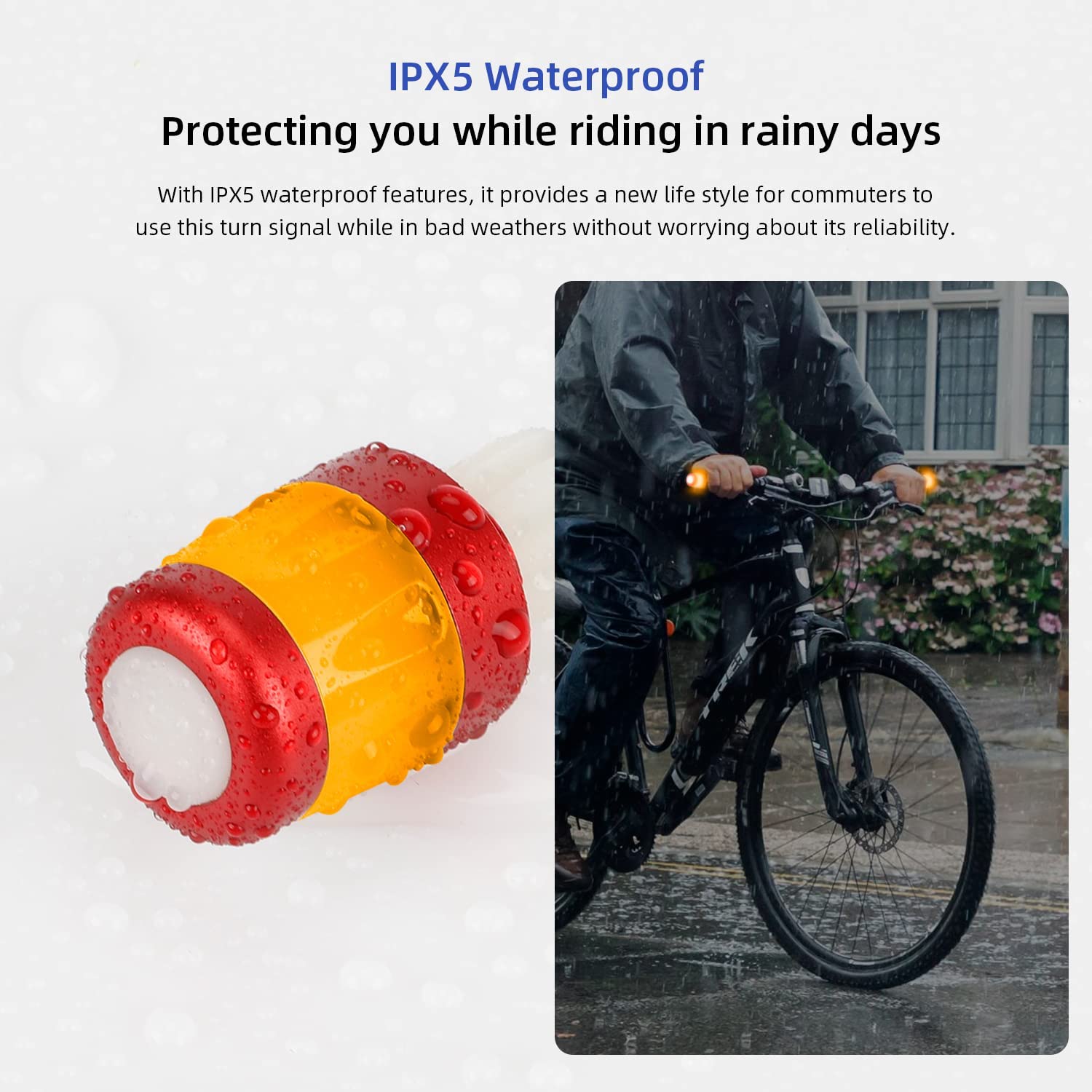 ulip Luz de giro para manillar de bicicleta, intermitentes para scooters eléctricos, recargable por USB, luces de advertencia de seguridad inteligentes, 3 modos de luz, rojo y naranja