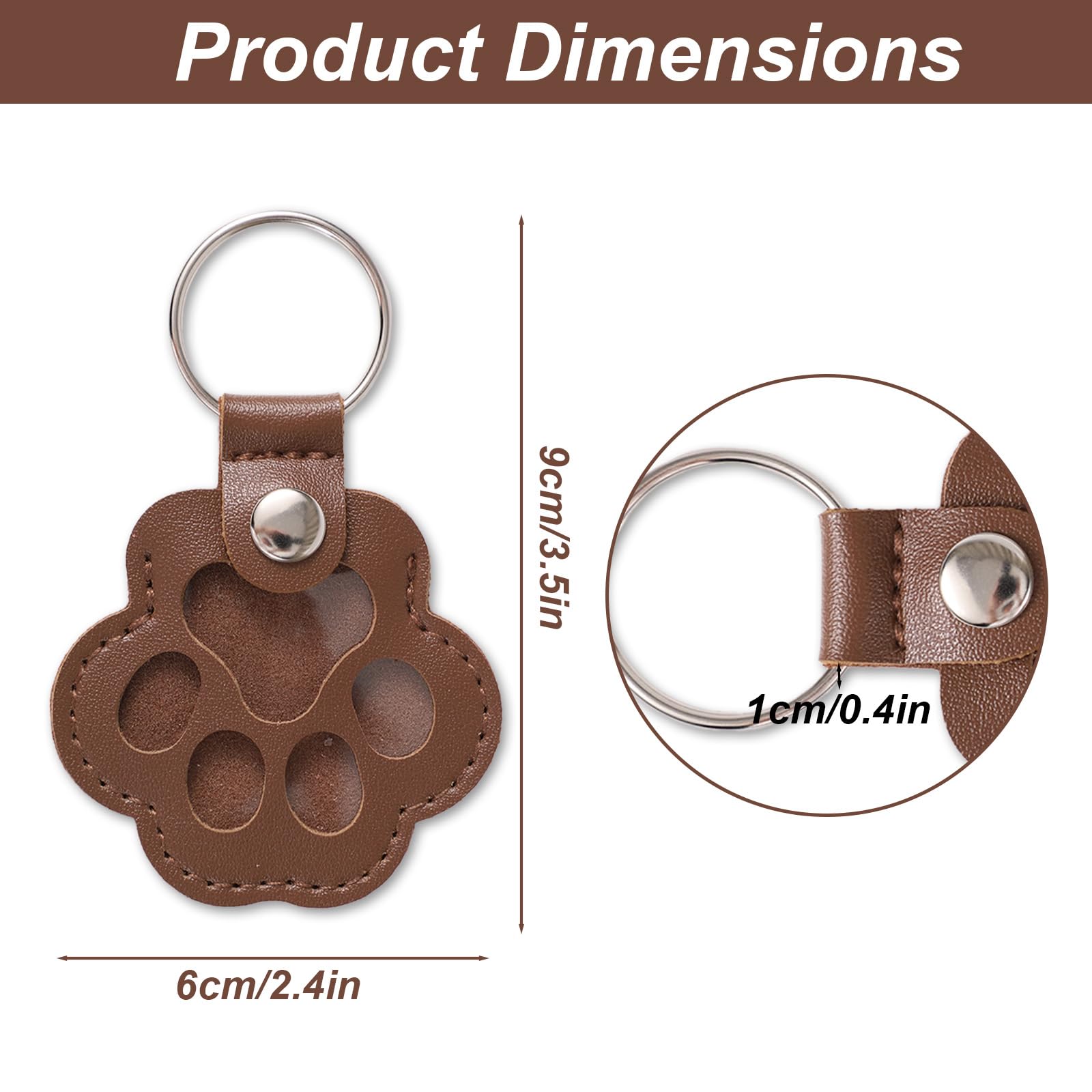 3pz Portachiavi per Peli di Animali, Portachiavi in Pelle a Forma Zampa Conservare Peli di Cani e Gatti Ricordo Commemorativo per la Raccolta Domestici (Bianco, Marrone Chiaro, Marrone Scuro)