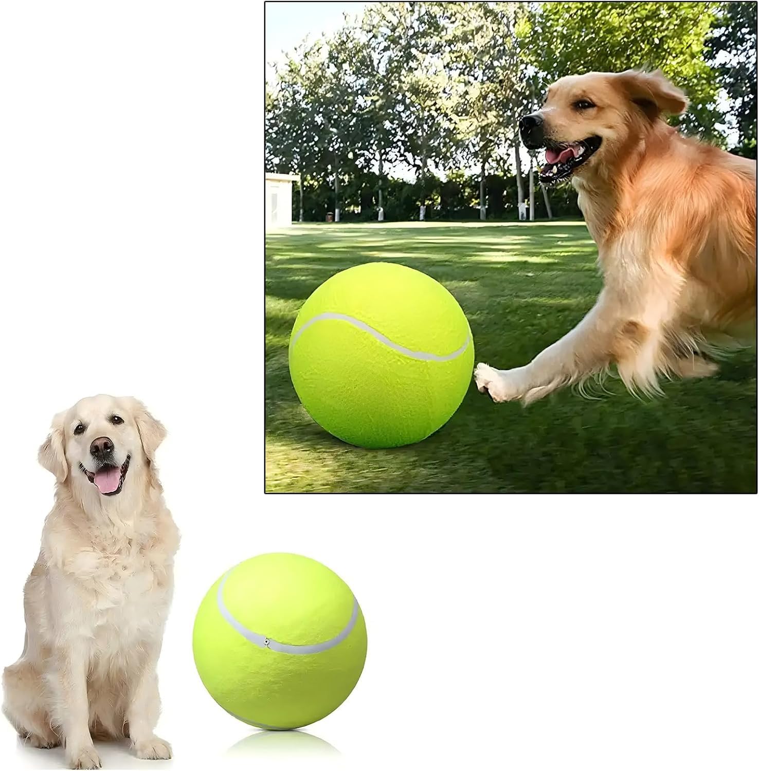 Young Wolf 4PCS Big Tennis Ball with Pump for Dogs 9.5" and 7" Inflatable Giant Tennis Balls Large Pet Toys Ball Funny Outdoor Sports - Image 3
