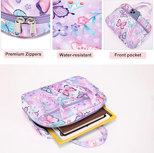 Miniatura 6 de Octsky Fundas para la Biblia para niñas, funda de transporte para niños, bolsa de iglesia con asa, bolsillo con cremallera (lago de mariposas)