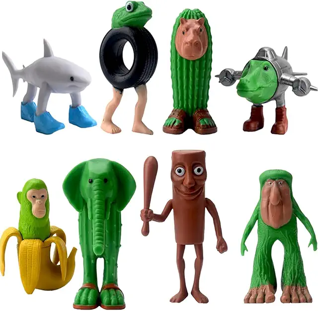 Figuritas Barro 8PCS Tung Tung Tung Sahur - Brainrot Animales Decoración Divertida