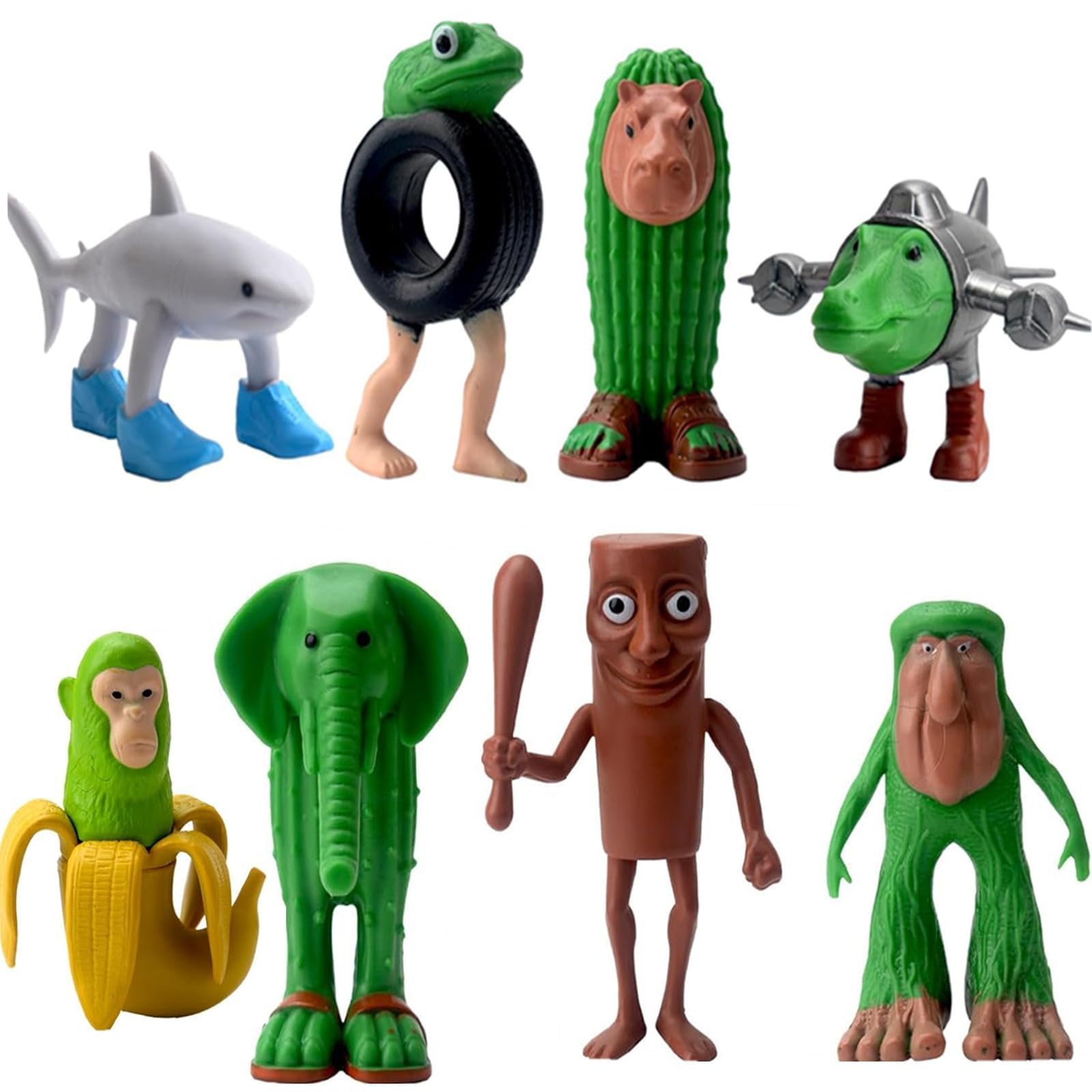8PCS Tung Tung Tung Sahur Figure Toy,for Tralalero Tralala Figura,Brainrot Animales Figura,Italian Brainrot Figures,Figuras de Acción para Decoración de Fanáticos,Desk Decorations Gifts