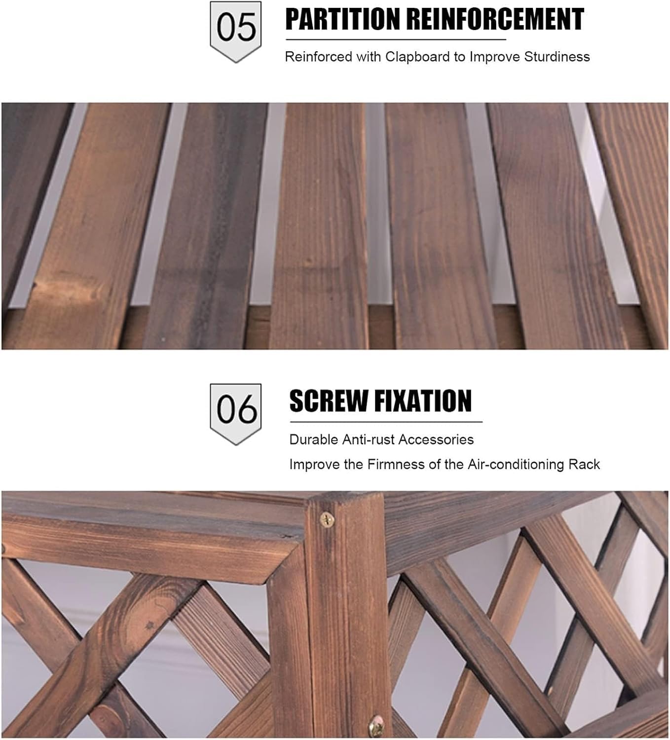Klimatyzator z litego drewna i ogrodzenie ochronne pompy ciepła (96 x 40 x 89 cm) osłona odporna na warunki atmosferyczne na zewnątrz, stylowy design, dekoracja ogrodowa, niezbędna do ochrony domu