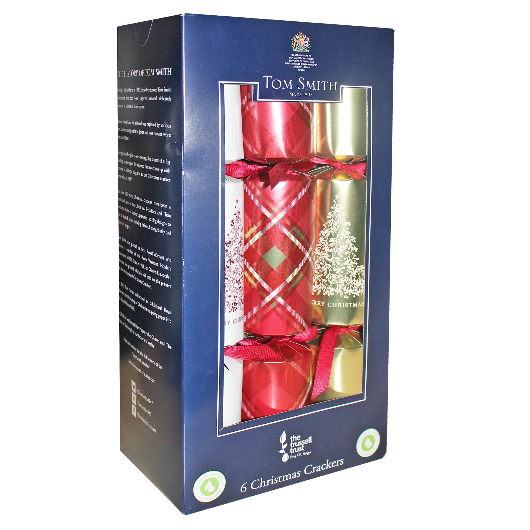 Widdle Gifts Red And Gold Tom Smith Luxury Christmas Crackers 6 Pack Dinner Crackers With Plastic ( 7518)