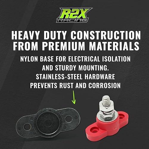 Miniatura 6 de Cable de batería con poste de acero inoxidable, par de postes de conexión de batería de un solo perno rojo y negro, para uso automotriz y marino,