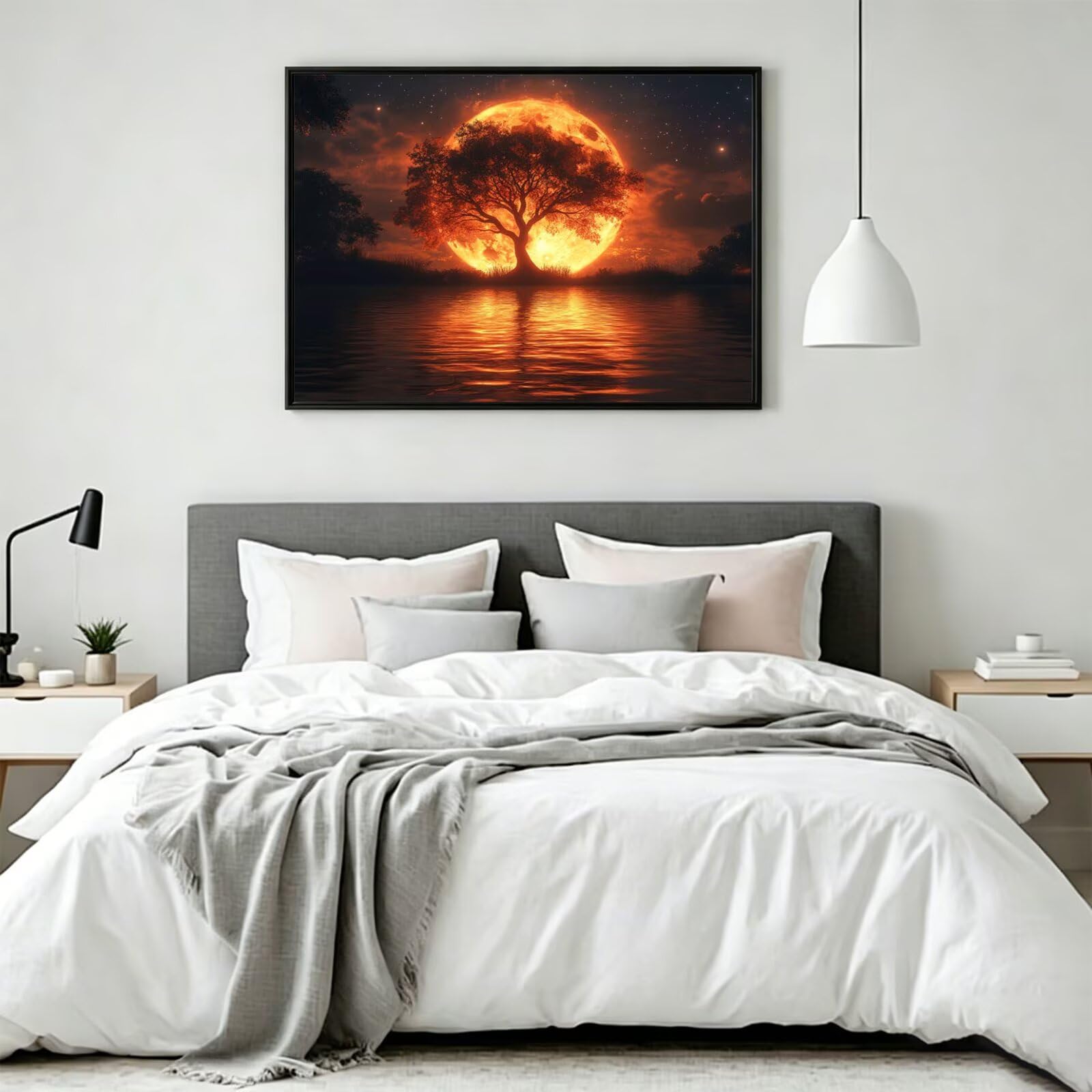 Pintar por Numeros Luna Pinturas Acrilicas árbol Pintura por Numeros Adultos DIY Lienzos para Pintar, Pintura Acrilica Manualidades, Decoración para Hogar, Regalos Cumpleaños, 70x90cm Sin Marco, q-960