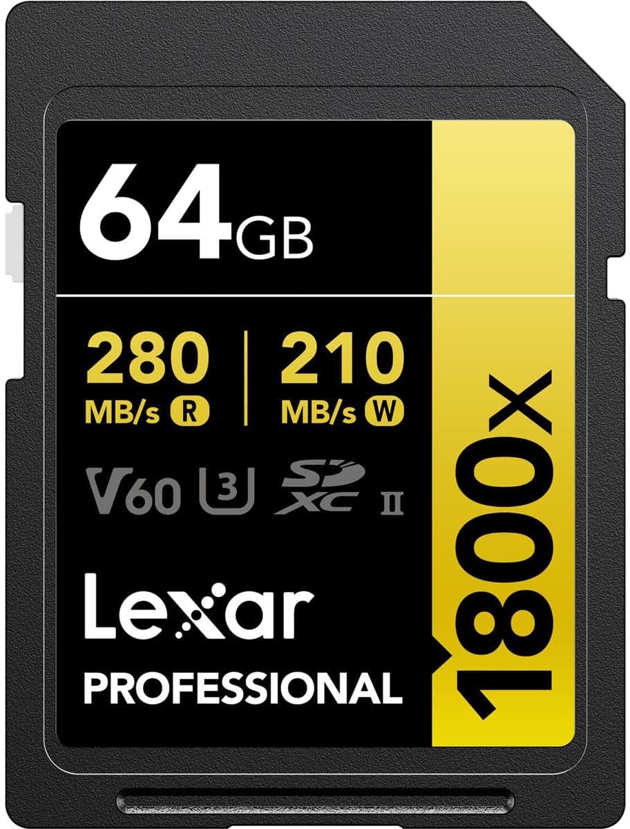 Lexar Gold Series Professional 1800x 64GB UHSII U3 SDXC Memory Card