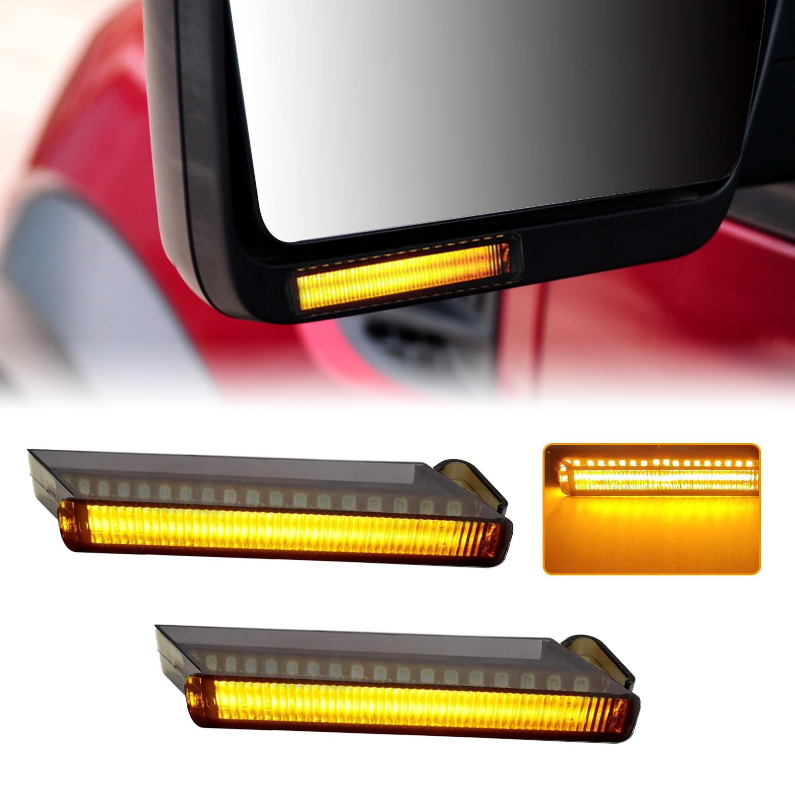 RUXIFEY Sequential LED Side Mirror Turn Signal Light Smoked Right Left Lamps Compatible With Ford F150 Expedition, Lincoln Mark LT, Amber, Side Marker & Turn Signal Combos - Canada - View #4