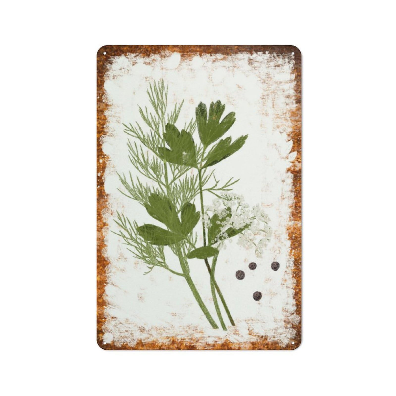 peiyeety Metal Tin Sign Parsley Watercolor Pattern Vintage Rustic Wall Art Kitchen Bathroom Bedroom Living Room Cafe Farmhouse Entryway Office Garage Home Bar Laundry Room Porch Patio 8x12 Inch