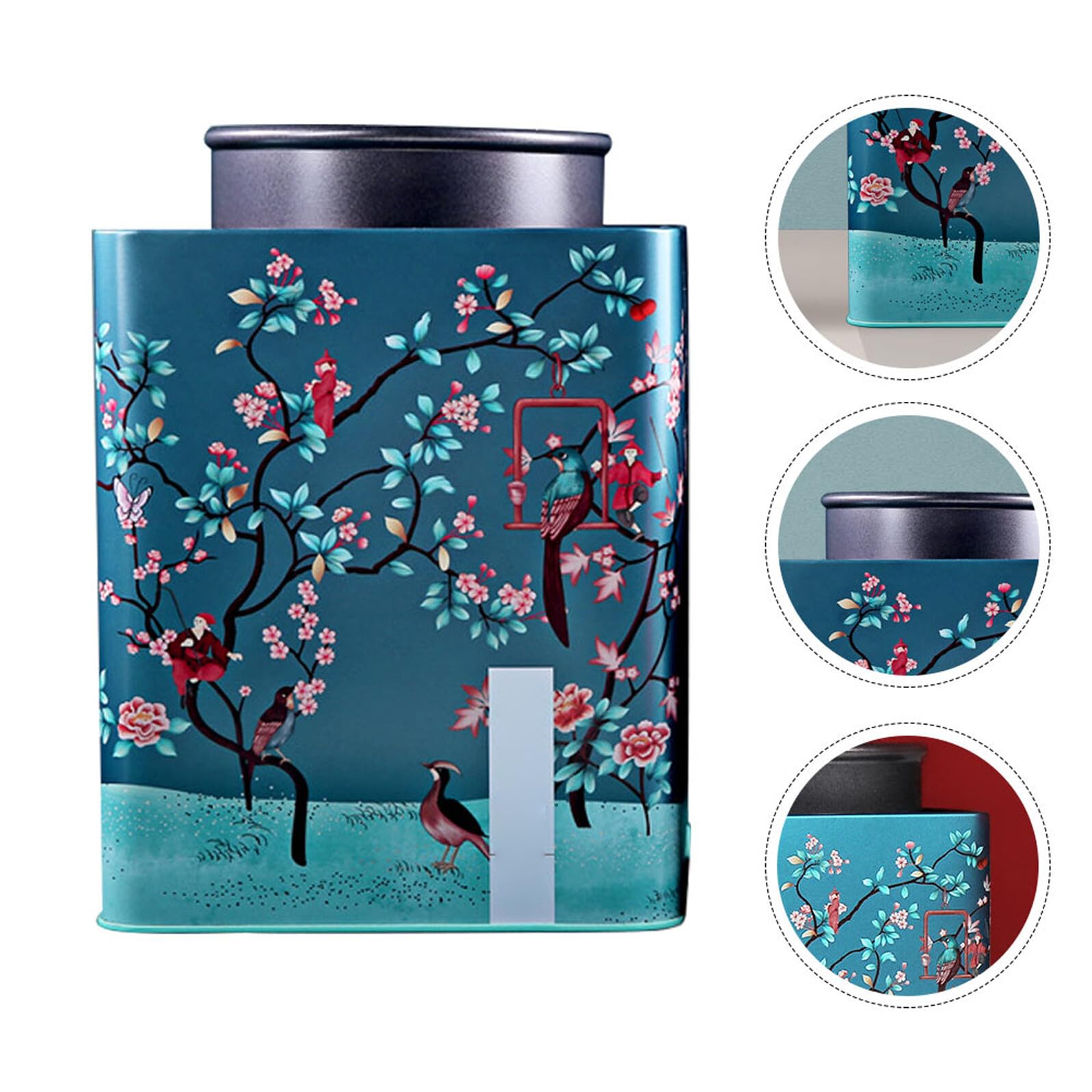 Gadpiparty Contenedor de Té Mantiene Las Hojas de Té Limpias y Secas con Bolsa de Hojalata Azul Diseño Festivo y Atractivo para Almacenamiento en Hogar
