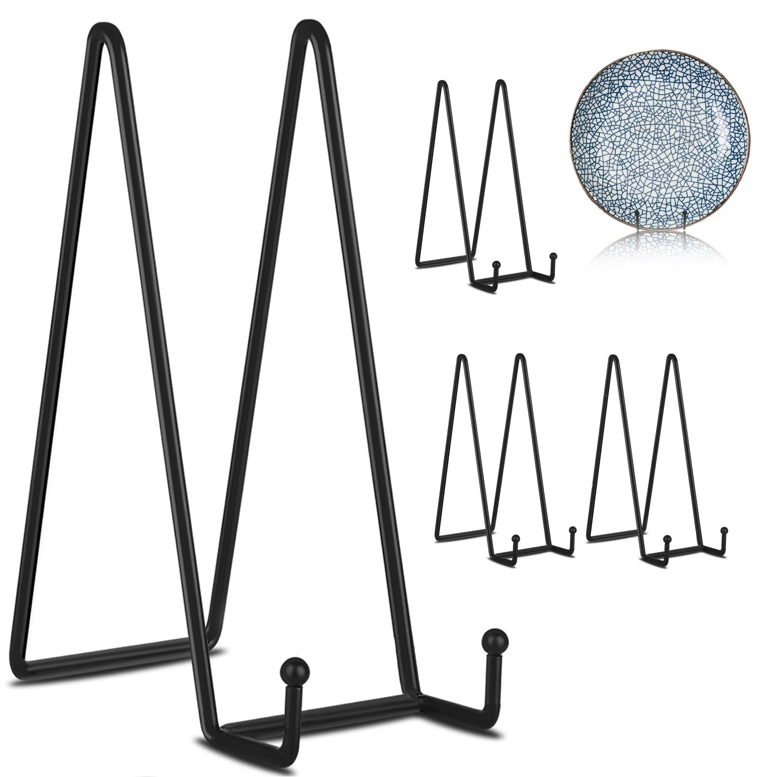 Decolore 5 Pack 12 Inch Black Picture Stands Plate Stands for Display Large Book Stands for Picture, Decorative Plate, Book, Frame, Tabletop Poster