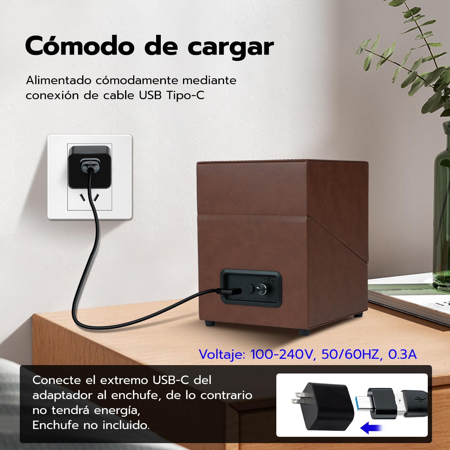 Mcbazel Dual Watch Winder, Cajas Giratorias para Relojes con Luz LED, Estuche para Relojes de Doble Posición, Modos de Rotación Bidireccional, Relojero Automático Almacenamiento – Marrón