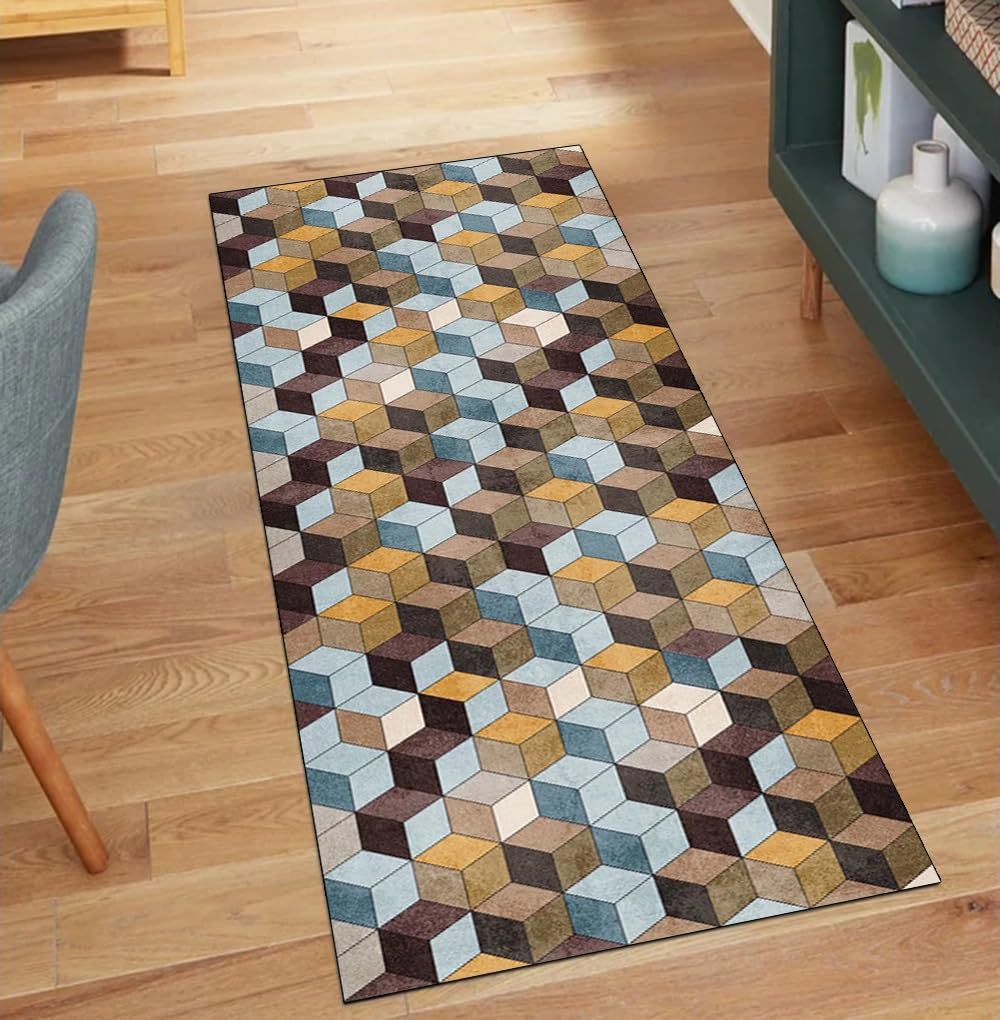 Alfombra de pasillo multicolor de 70x350 cm lavable