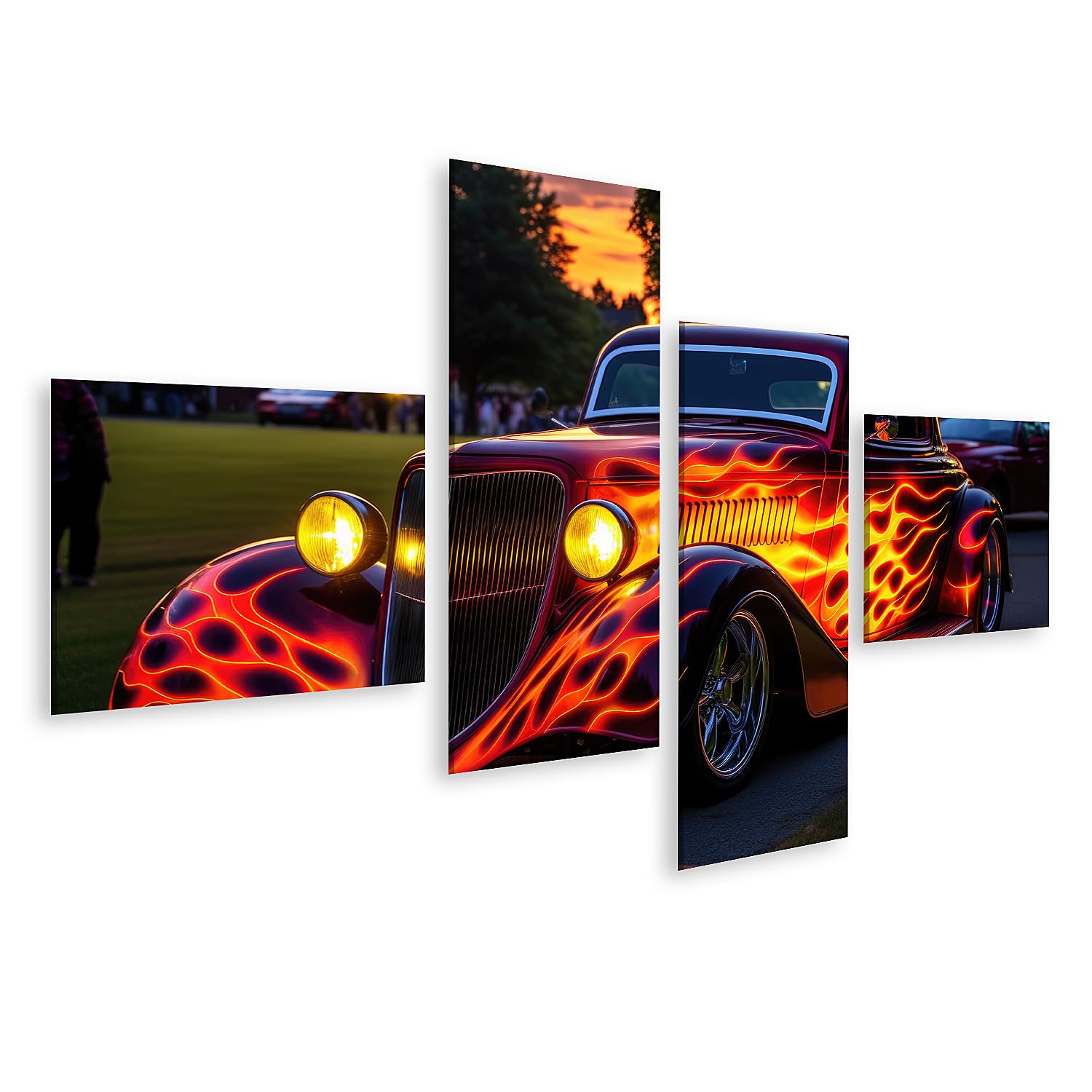 islandburner Quadro su tela Hot Rod con verniciatura a fiamma su strada aperta a un festival immagini murali poster