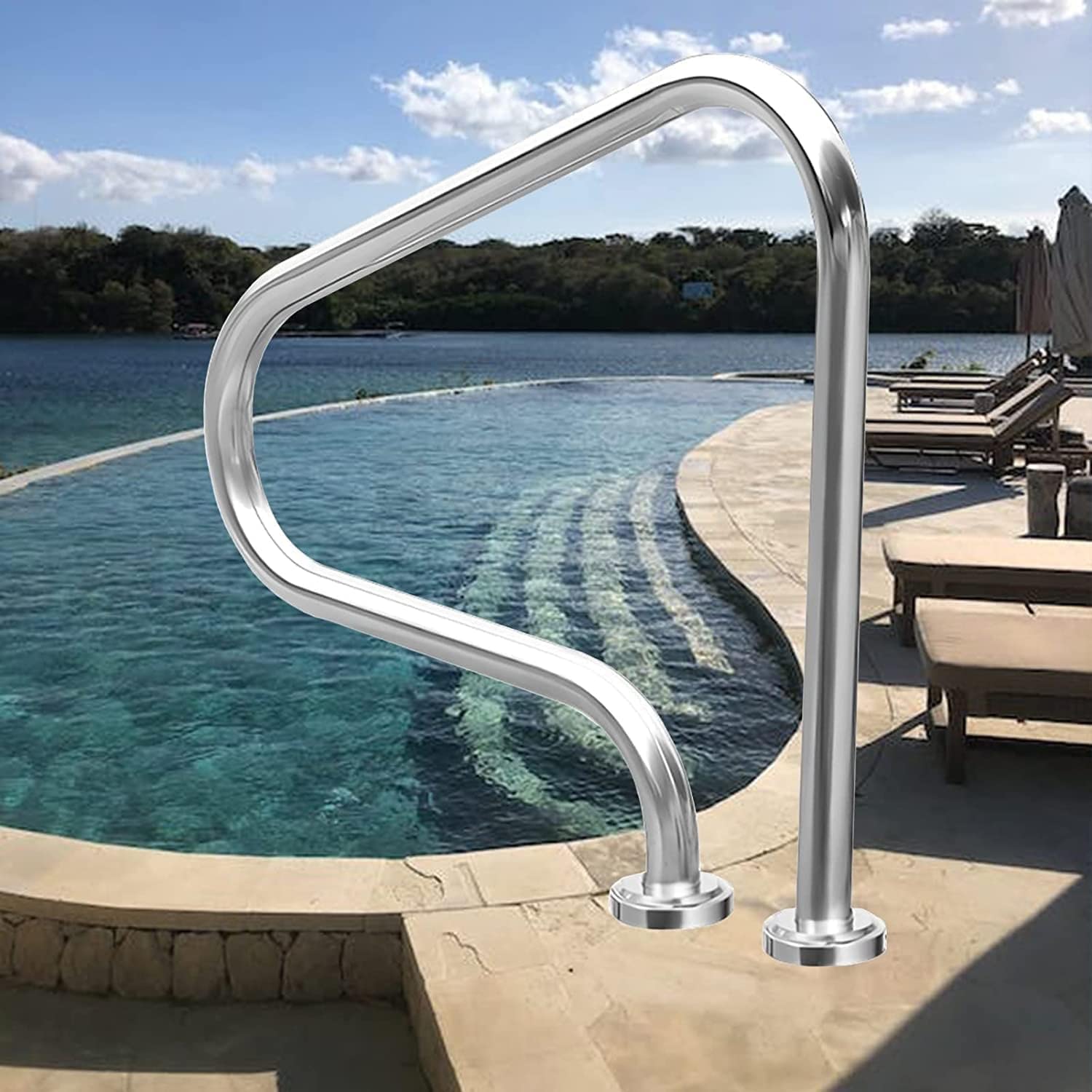 Main courante de piscine haut de gamme en acier robuste de 250 kg