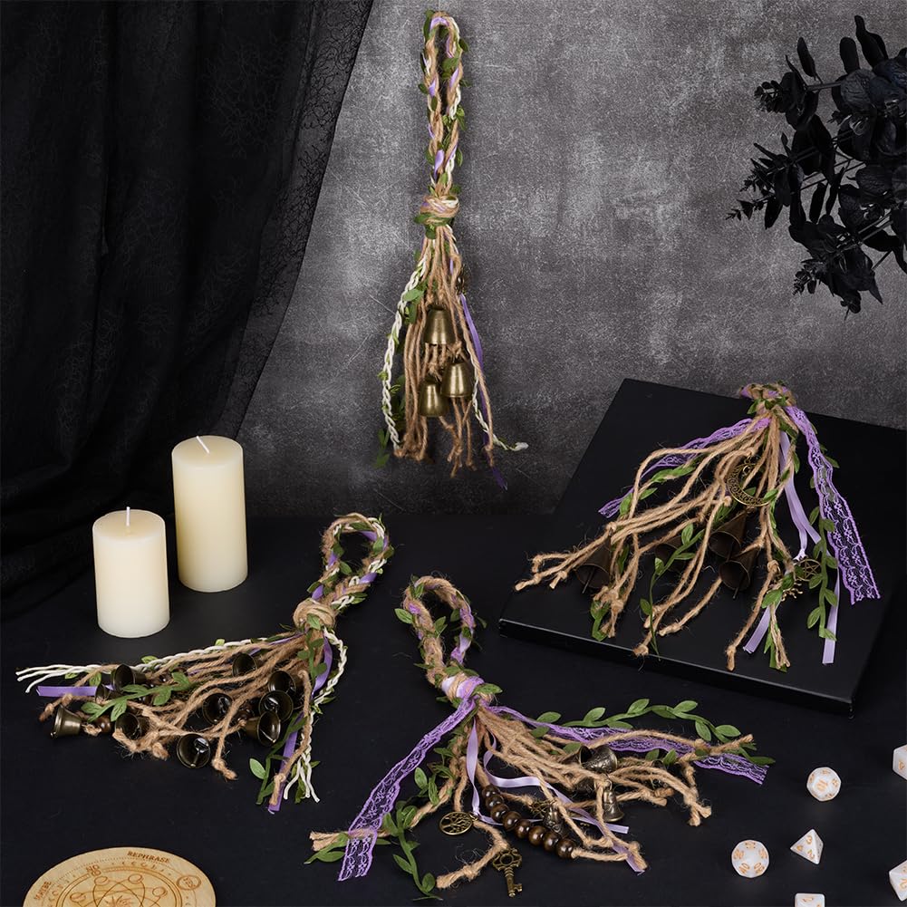 FREEBLOSS 4er-Set Hexenglocken-DIY-Kit, Hexenglocken-Schutz, Boho-Stil, handgefertigter Türhänger, Hexerei-Zubehör für selbstgemachte Windspiele, Zimmer, Schlafzimmer, Garten