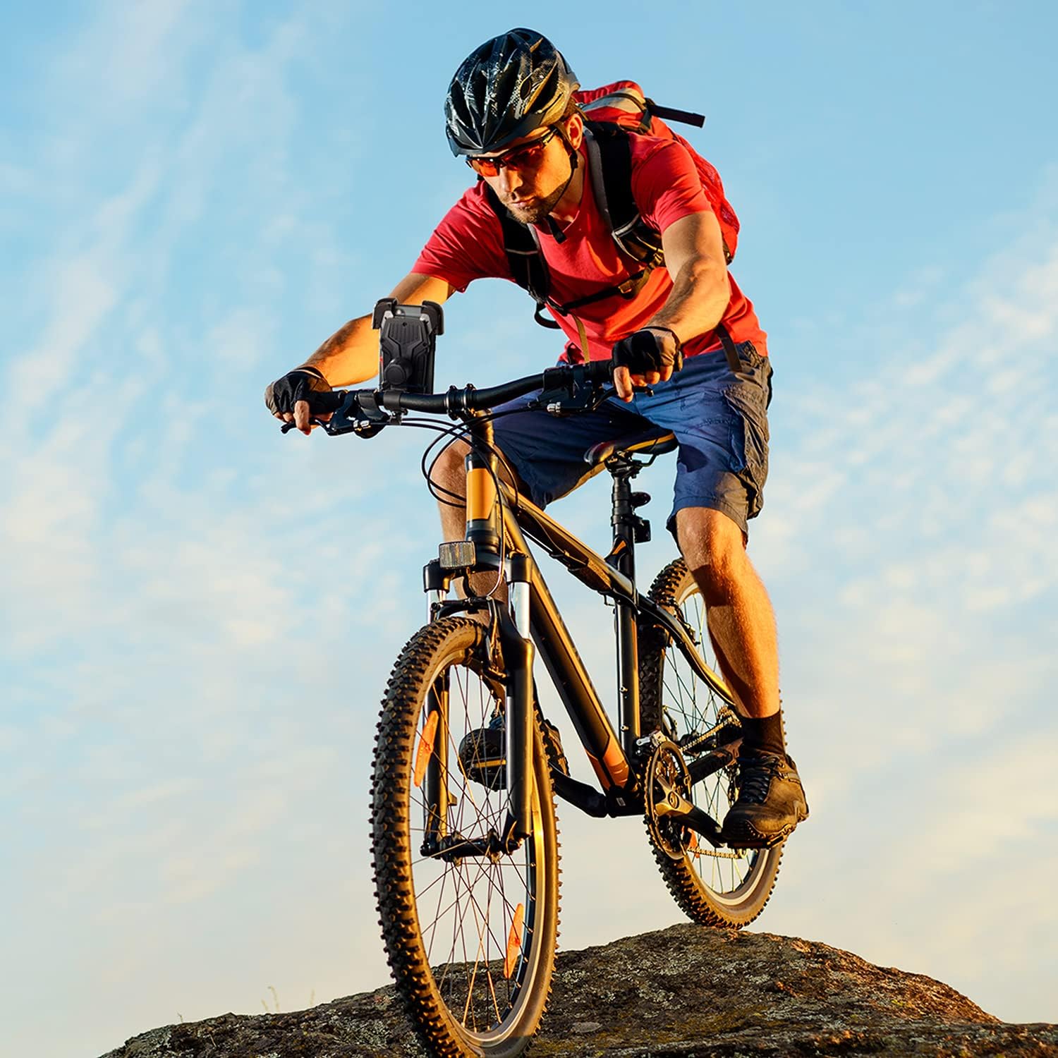 SEVEN SPARTA Bike Phone Mount Holder Motorcycle Phone Mount for Handlebar Accessories Compatible with iPhone 13 13 Pro Max 11, Galaxy and Other 4.7-6.8 Inches Cellphones (Black) : Cell Phones & Accessories