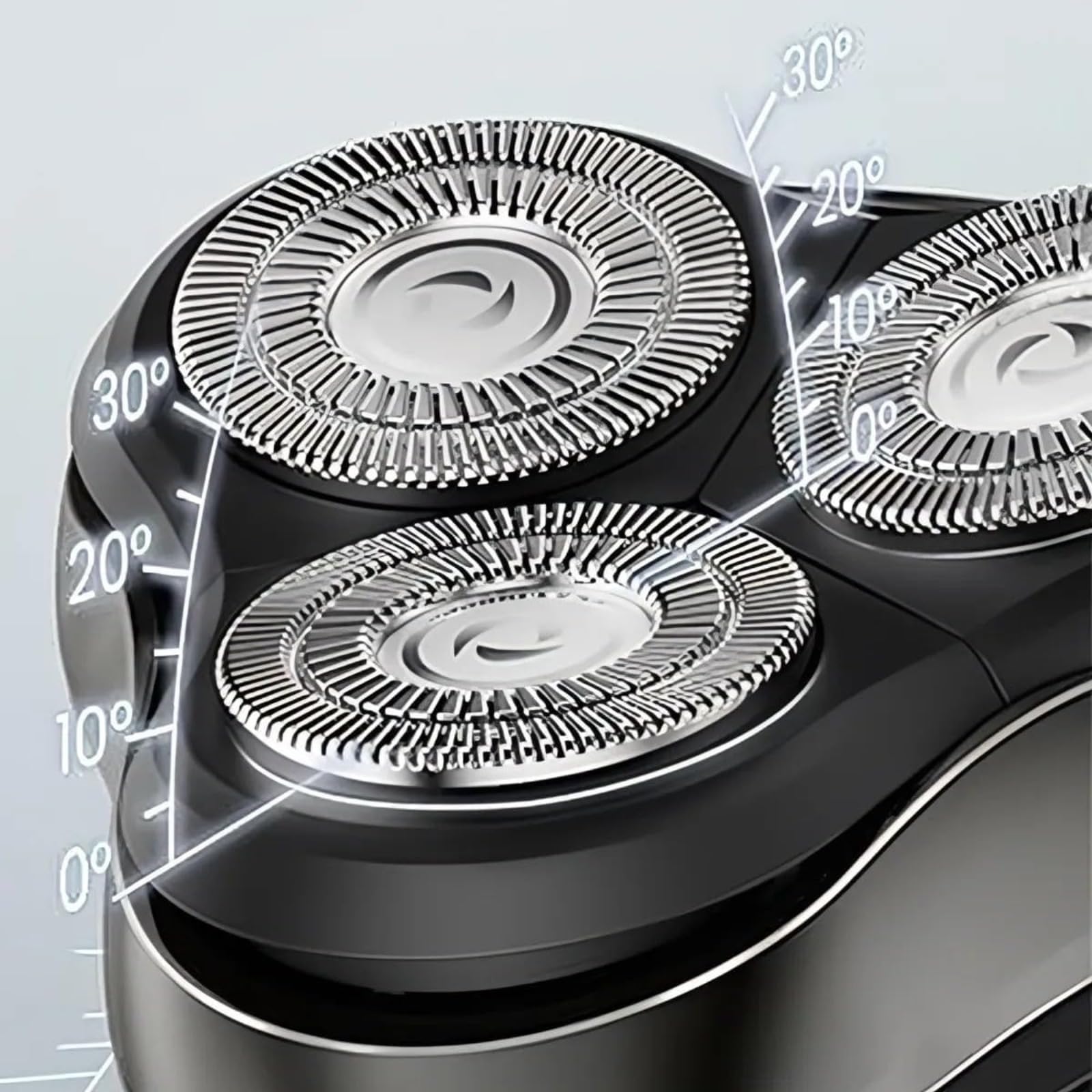 Rasoio elettrico, rasoio elettrico da uomo, rasoio a 3 teste, rasoio rotativo, viso da barba, bagnato e asciutto, impermeabile IPX6, ricaricabile, display a LED, senza fili, lavabile, per uomini