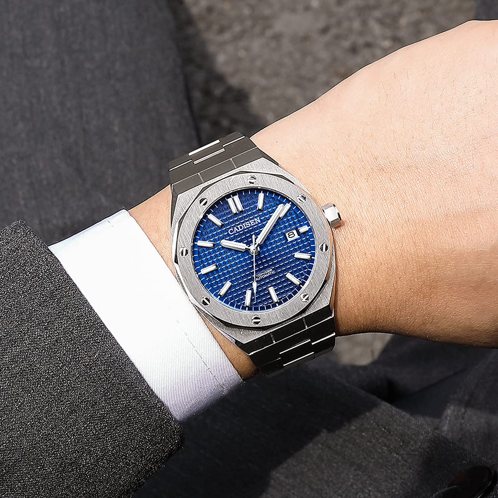 CADISEN Reloj automático para Hombre con Correa de Acero Inoxidable