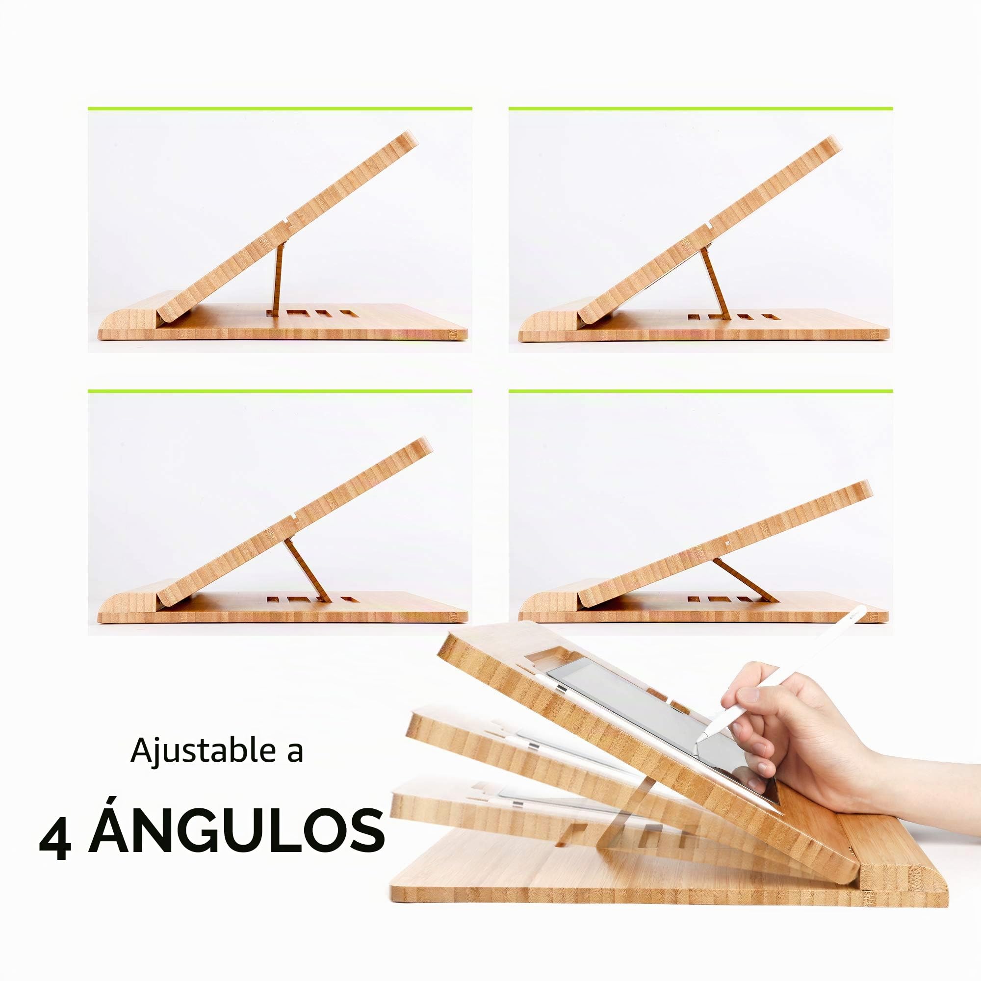 ELETIUO Soporte Ajustable Plegable para Tableta, Organizador de Madera de bambú multiángulo para iPad, Estable para Dibujar, Ver, Escribir (soporta múltiples Dispositivos)