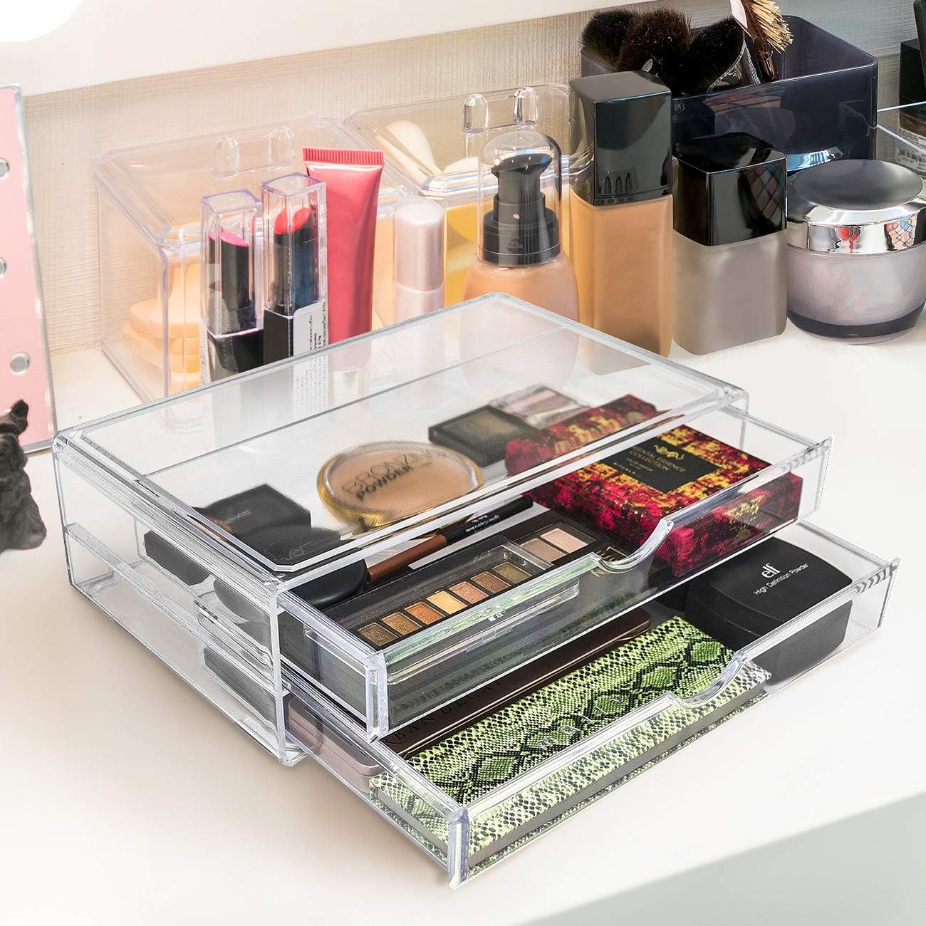 Sorbus Acrylic Cosmetics Makeup and Jewelry Storage Case X-Large Display Sets –Interlocking Scoop Drawers to Create Your Own Specially Designed Makeup Counter –Stackable and Interchangeable: Home & Kitchen