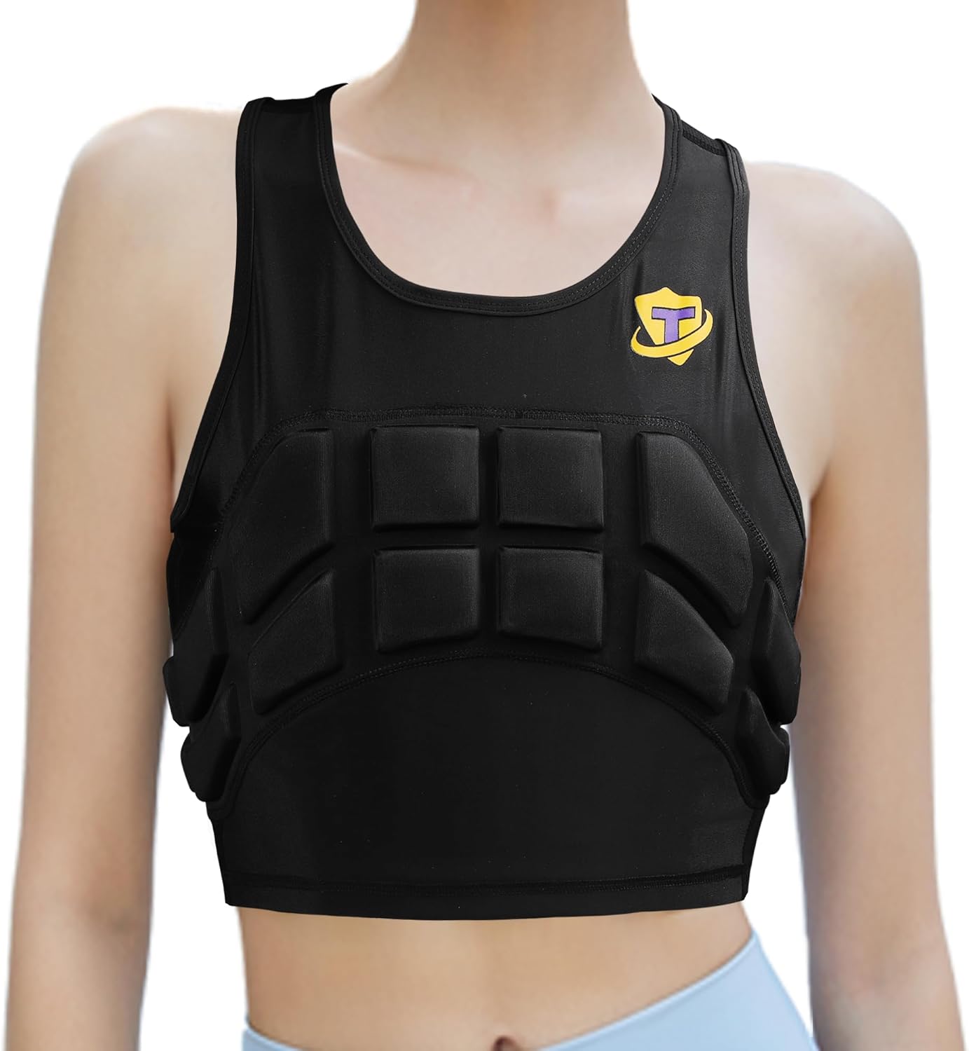 Women's Impact Chest Rib Protector Padded Compression Vest for Youth Soccer Basketball Football Rugby Softball