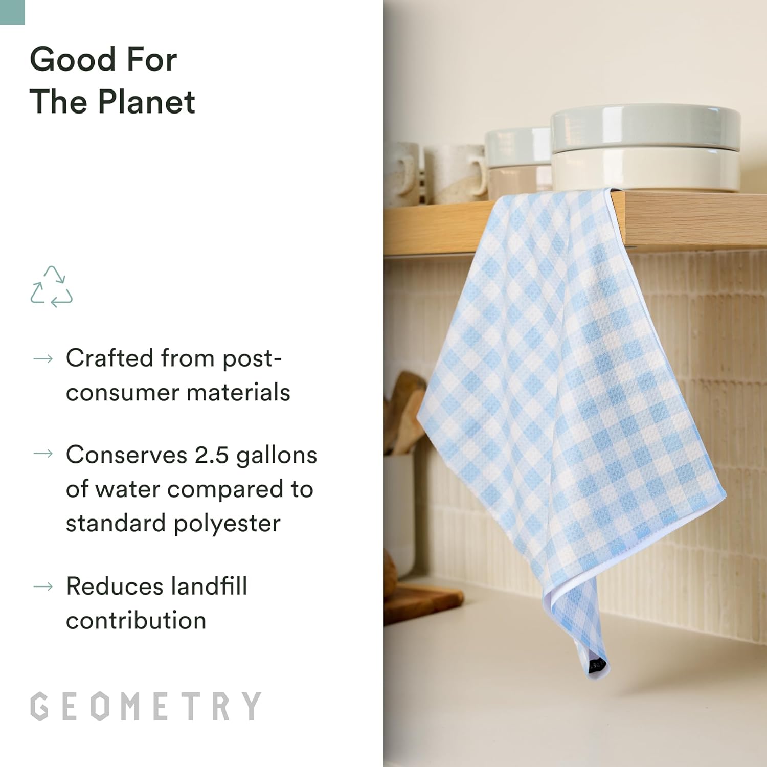 GEOMETRY Tea Towels – Spring & Summer Collection – Quick-Dry, Ultra-Absorbent, Reusable Microfiber Kitchen Towels for Drying & Cleaning - Salt and Sky - 2 Pack