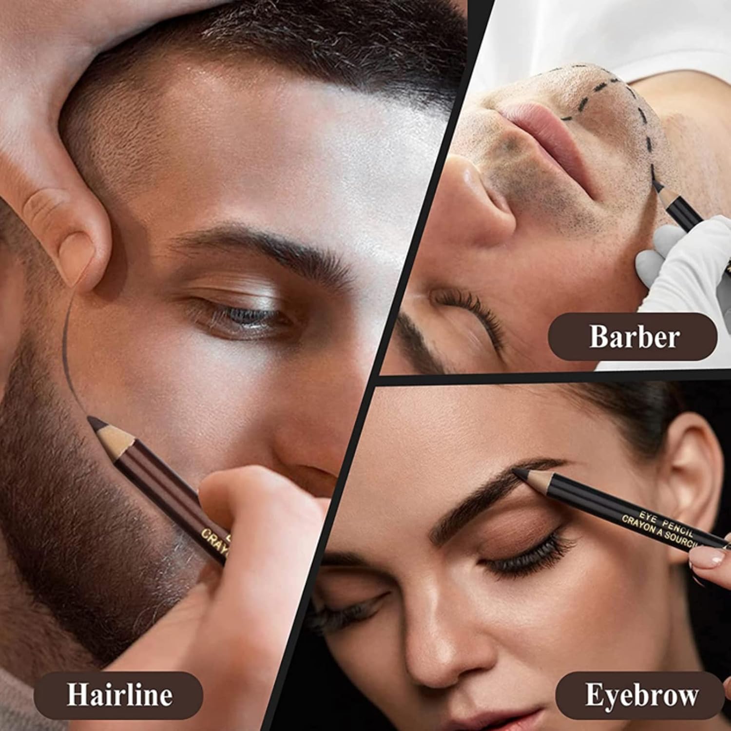 Barber Pencil, Beard Pencil Filler for Men, Barber Pencil for Lineup, Household Beard Pencil Liner, Long Lasting Repair Shape Beard Pen Water/Sweat Proof beard filler Shaping Styling Tool(black)