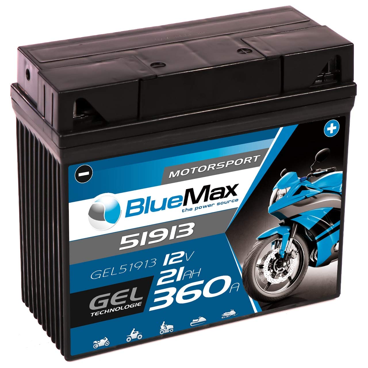 BlueMax +30 Motorsport Motorradbatterie GEL 12V 21Ah BMW G19 51913  