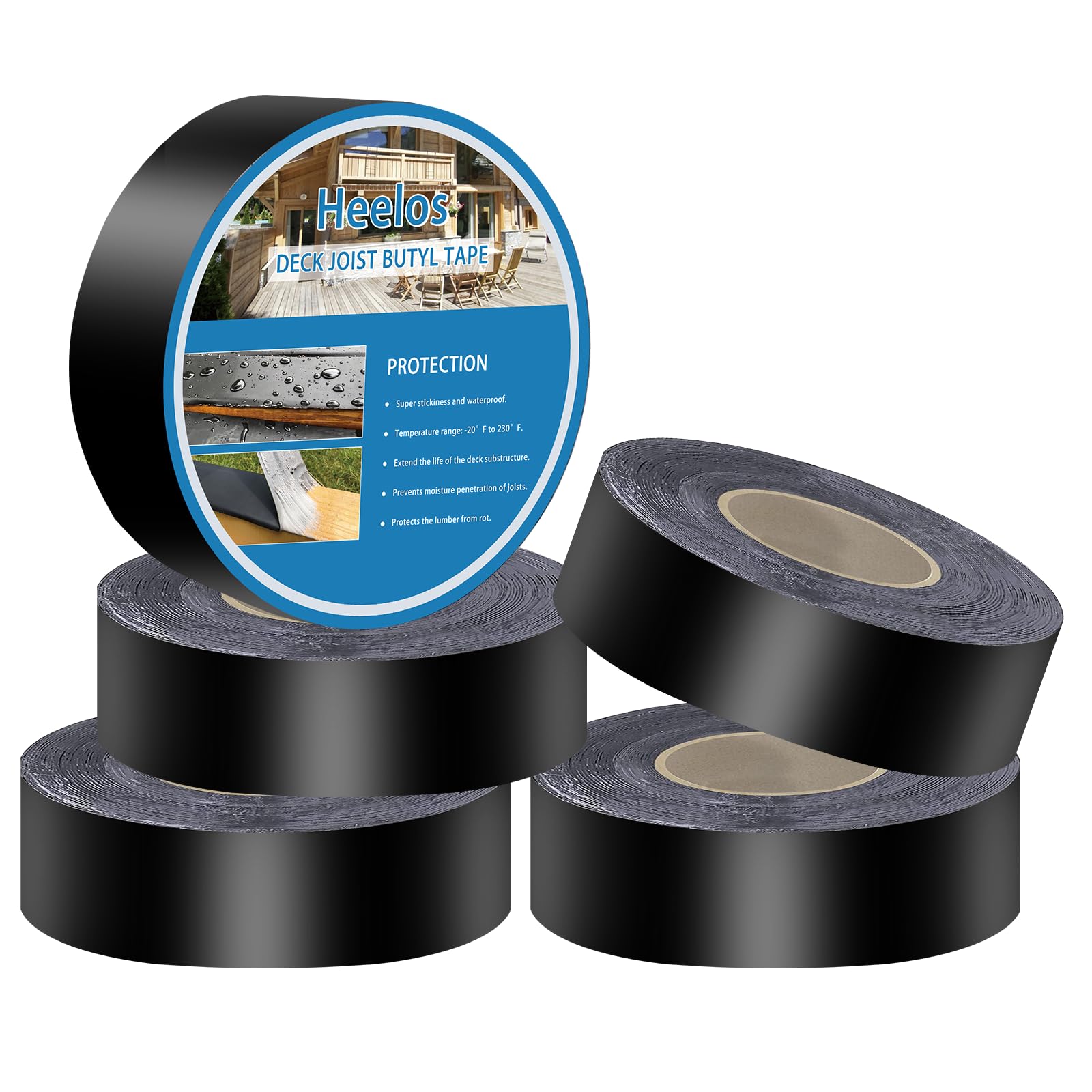 Heelos Butyl Joist Deck Tape for Decking 1-5/8""×50,5 Pack Weather-Resistant Deck Joist Tape Waterproof Flashing Tape, Self-Adhesive Joist Tape