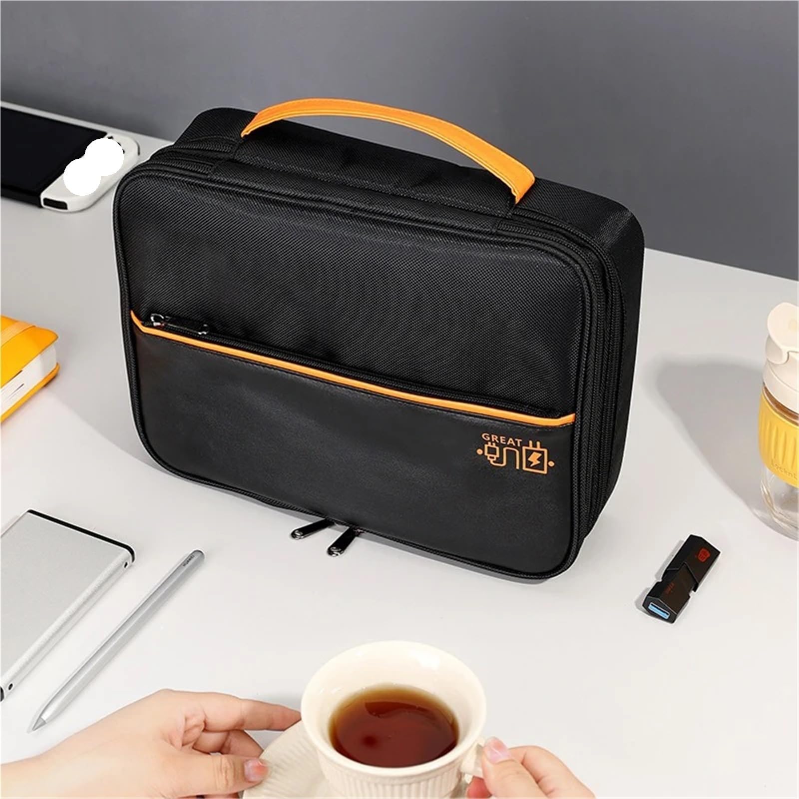 Sac Organisateur De CâBles Lot de 2 Housses Rangement Multifonctions Grande capacité for câbles données, Housse Protection for Disque Dur, boîtier Chargeur Multicouche pour CâBles(Color 3)