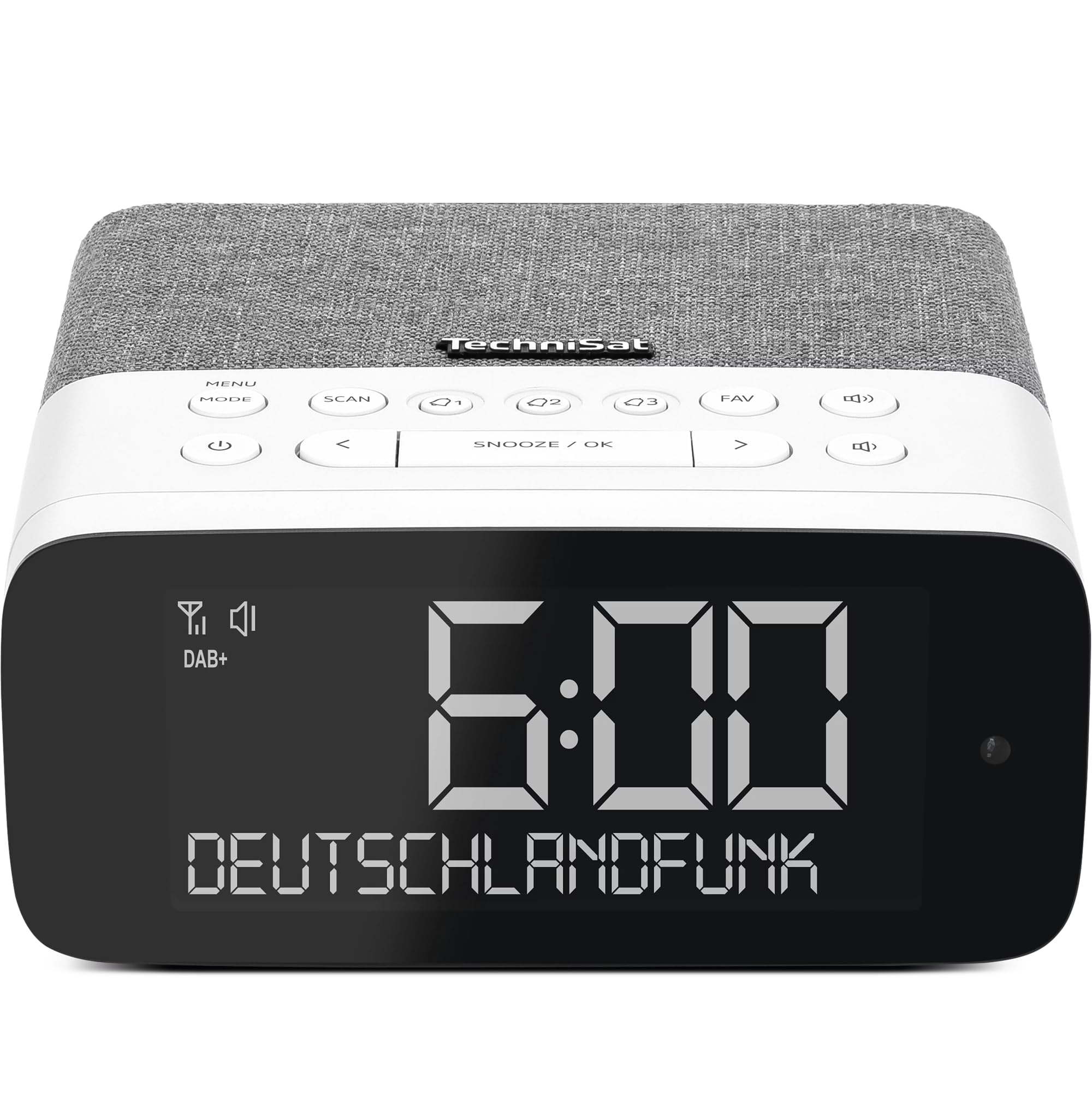 TechniSat Digitradio 52 ASA – DAB+ radiobudzik z automatycznym alarmem bezpieczeństwa (ASA, UKW, budzik, cztery budziki, ściemniany wyświetlacz LC z czujnikiem światła, Bluetooth streaming audio, 3 W