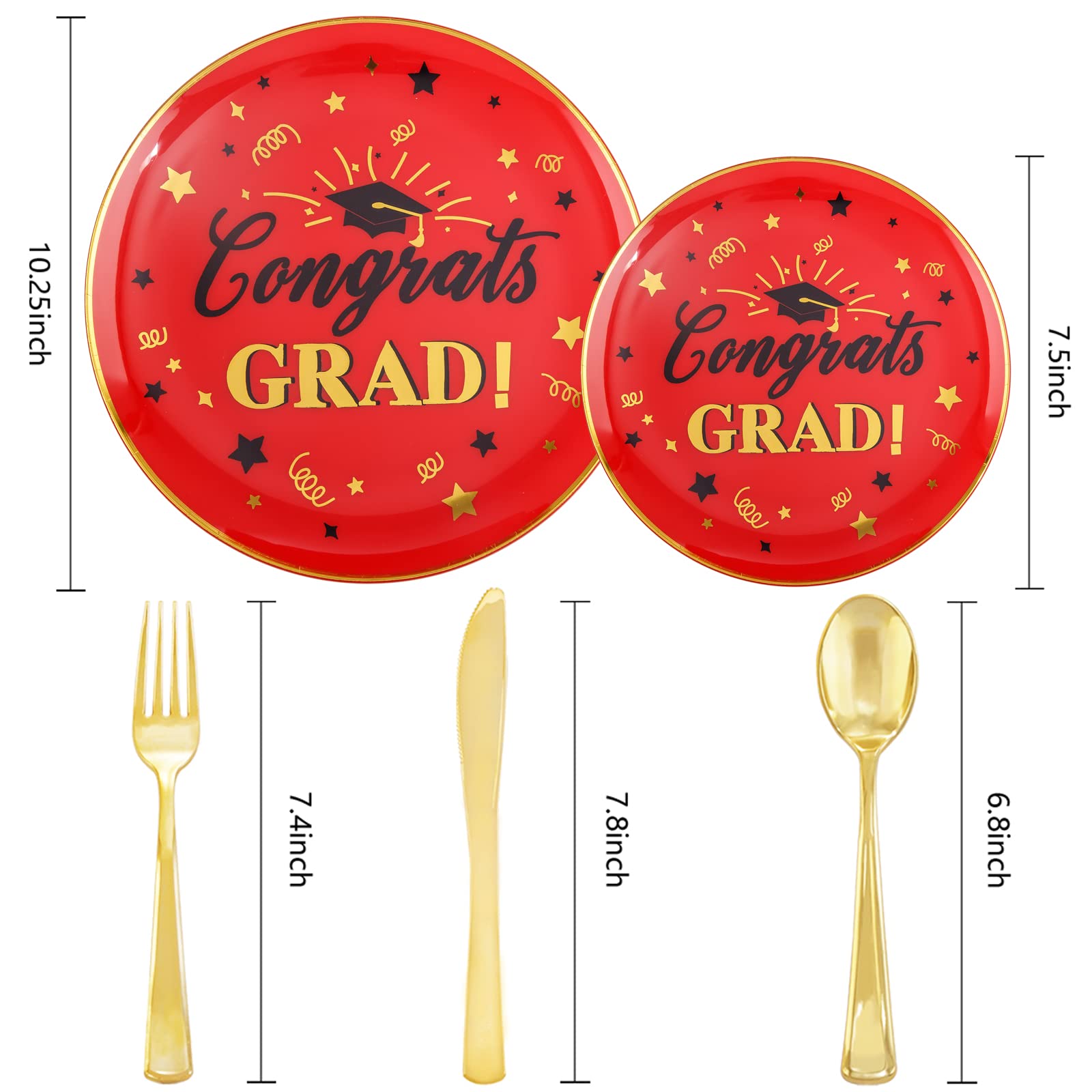 Grad Plate Snapklik.com : 100PCS Graduation Party Plates Gold Plastic Disposable ...