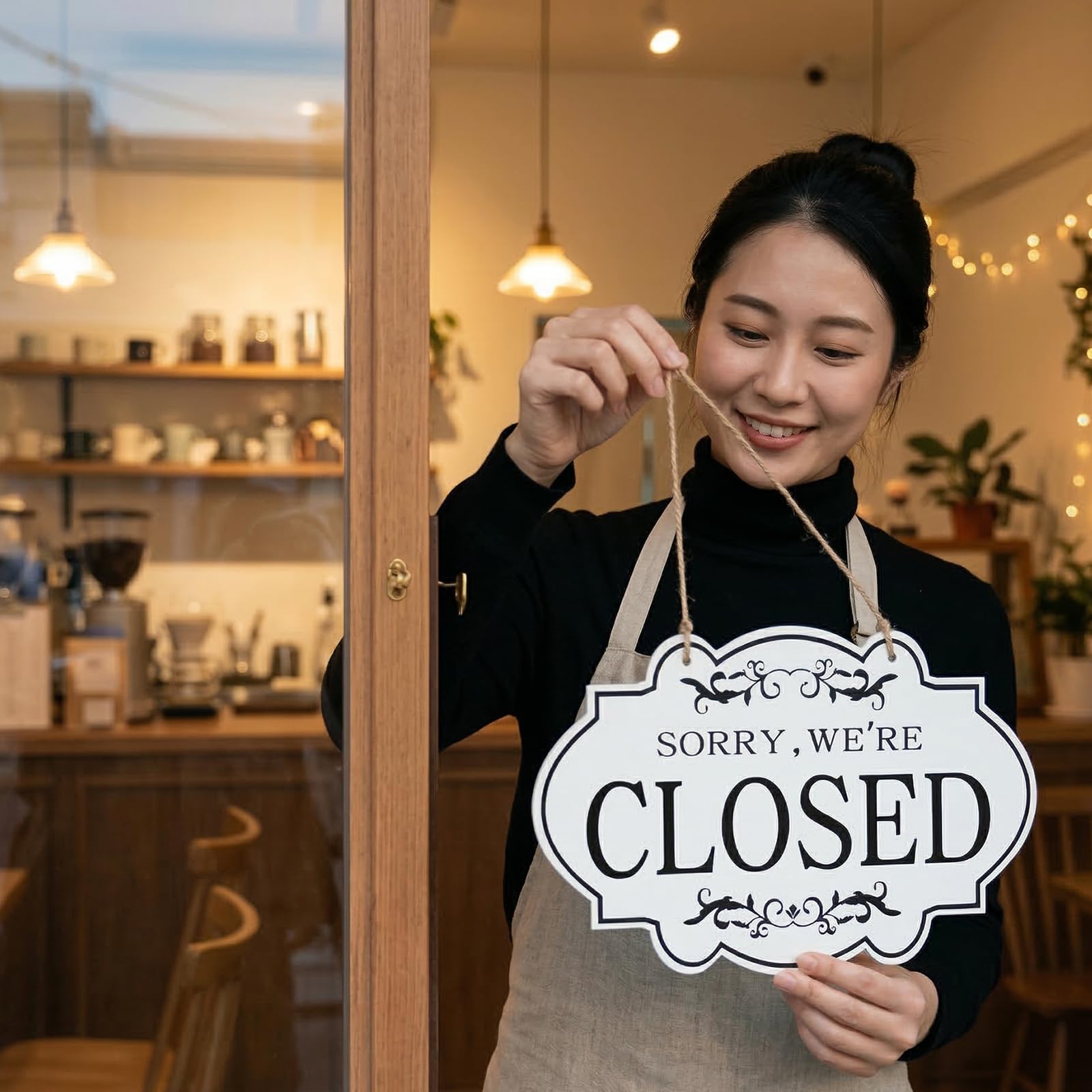 Amazon | TOMOTHY オープンクローズ看板 木製 吊り下げ おしゃれ