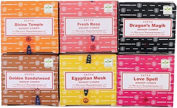 Satya Sai Baba Nag Champa Harmony Blend Dhoop Cones - 6 Pack 72 Cones | All-Natural, Hand-Rolled Incense