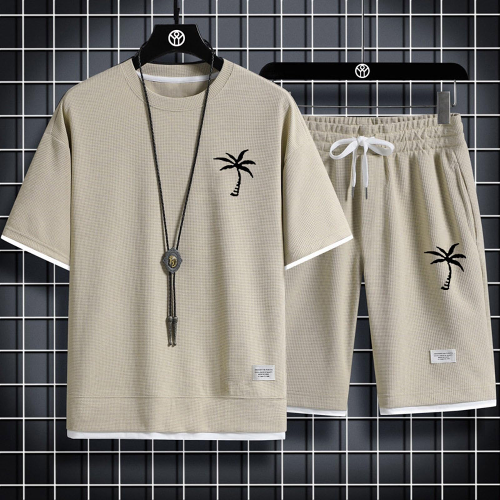 Hanraz Sommer Outfit Herren T Shirt Und Hose Set - Hausanzug Old Money Style Casual Rainingsanzug Business Elegant 2-Teiler Activewear Baggy Kurz Gym Zweiteiler