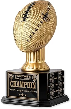 TrophySmack 16-Year Perpetual Fantasy Football Trophy, Custom Engraved