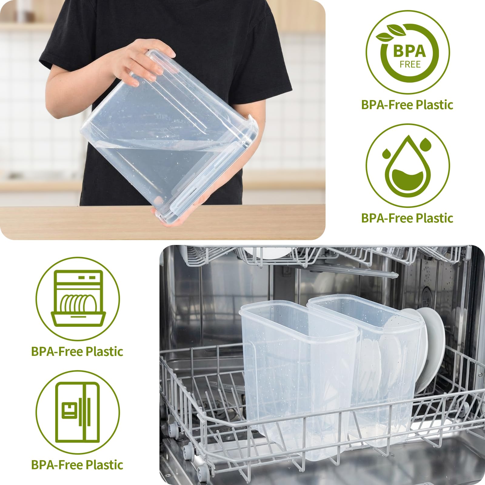 OTraki 4 Pezzi Contenitori Ermetici Per Alimenti Con Coperchio,4L Contenitori Alimentari per Cereali Senza BPA Contenitori Pasta Dispensa,Contenitori Cucina Organizer per la Conservazione Per Cereali