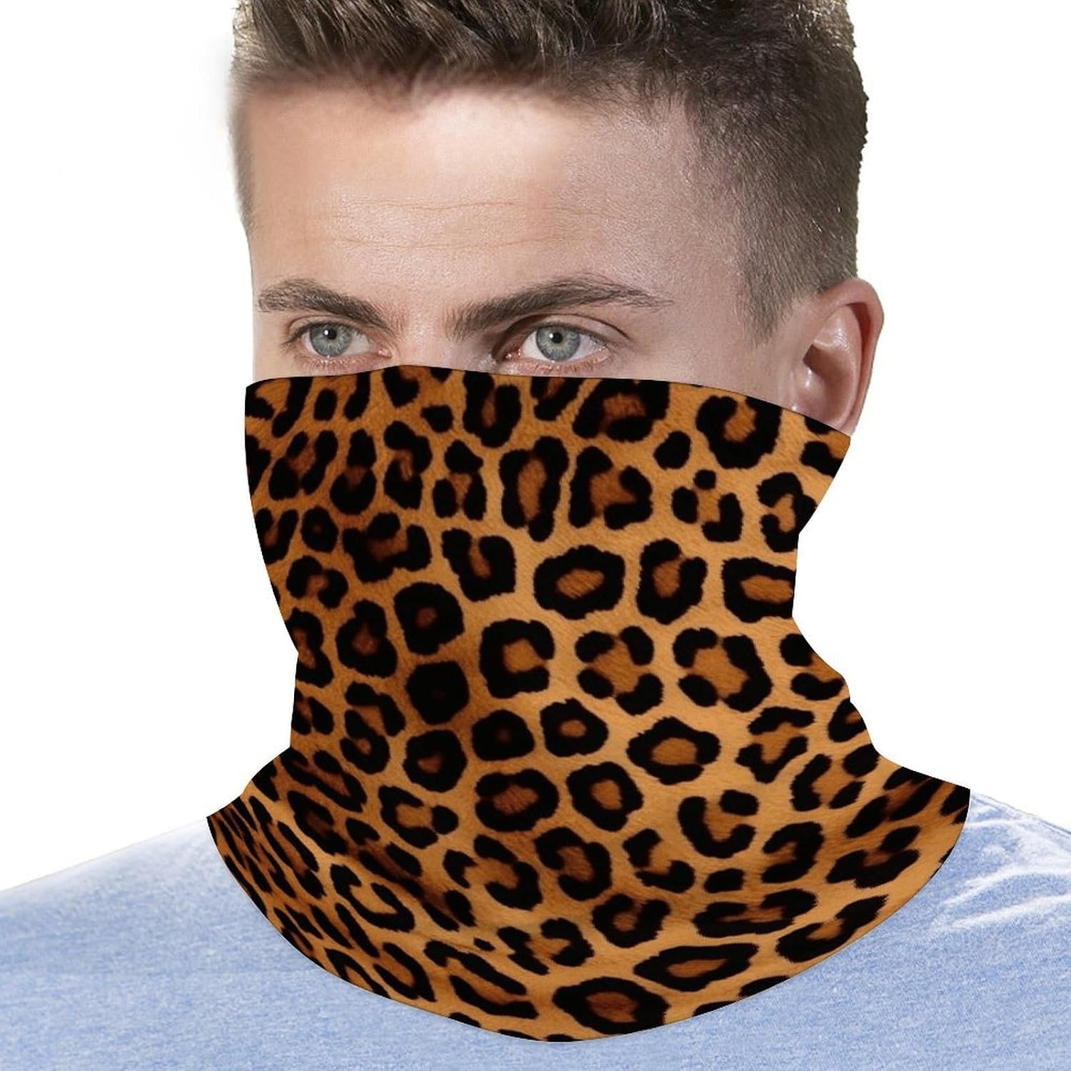 Cool Cheetah Leopard Neck Gaiter for Men Women Cooling Breathable Face Mask Scarf Windproof Hiking Bandana Soft Face Cover High-elastic Magic Scarf Headband for Cycling Running